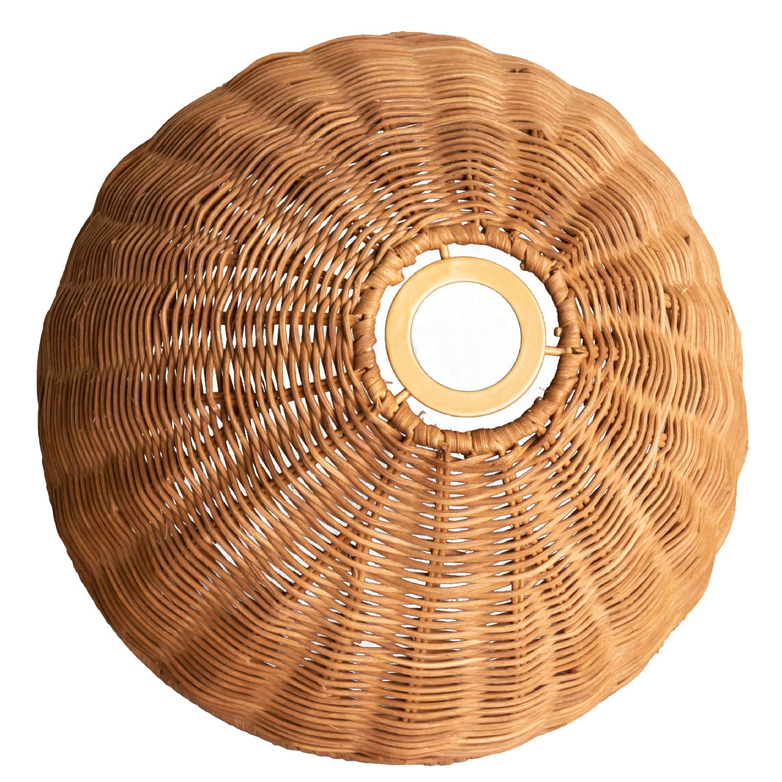 Paralume Rustico in Rattan Intrecciato a Mano, Verde Scuro/Marrone