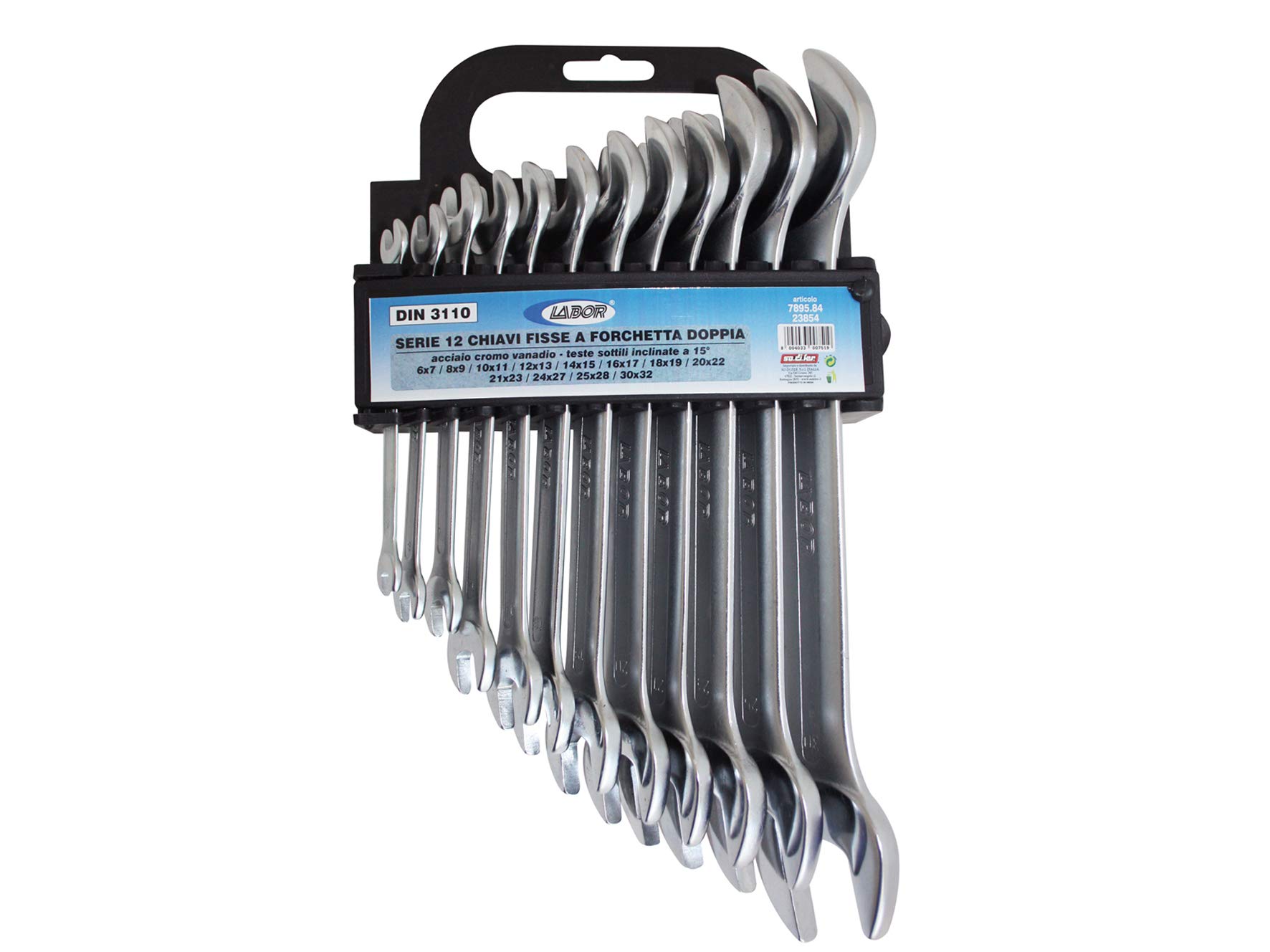 Labor 23854 Chiave Fissa, 12 Pezzi da 06 a 32 mm, Cromo Vanadio