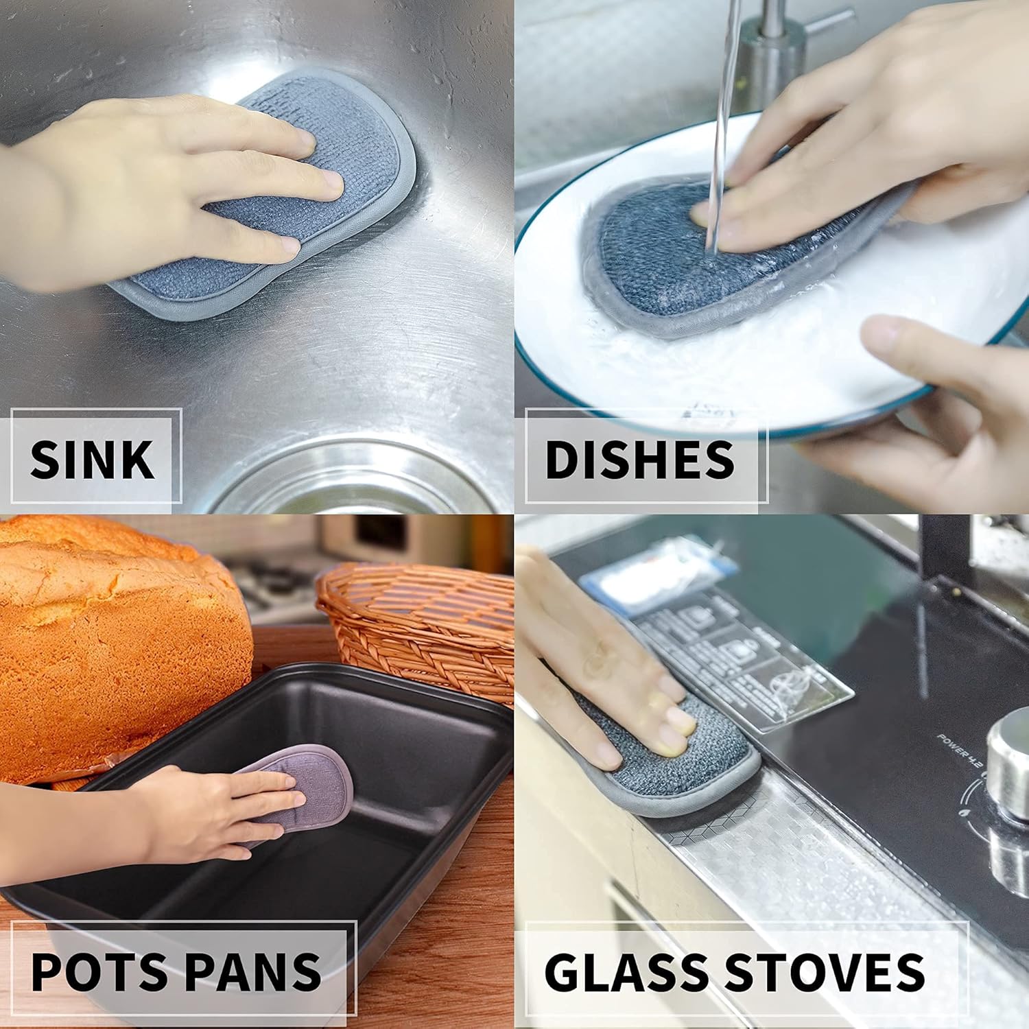 Spugna Piatti Lavabile Cucina AntiGraffio - 6 Pezzi - immagine 3