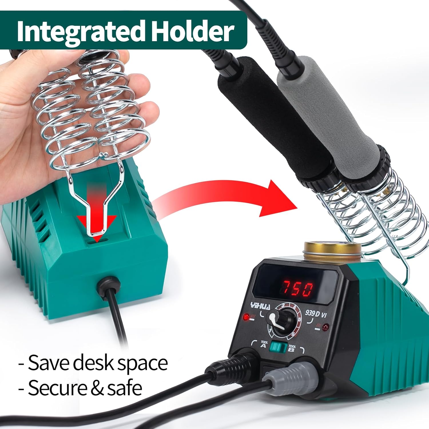 YIHUA 939D-VI - Kit Pirografo a Doppia Penna con Display - immagine 5