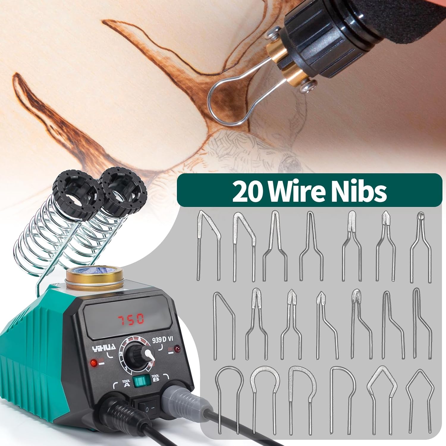 YIHUA 939D-VI - Kit Pirografo a Doppia Penna con Display - immagine 6