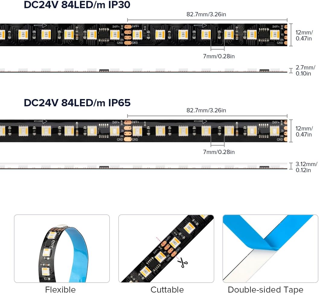 Btf-lighting WS2805 RGBCCT Striscia LED 5m - immagine 3