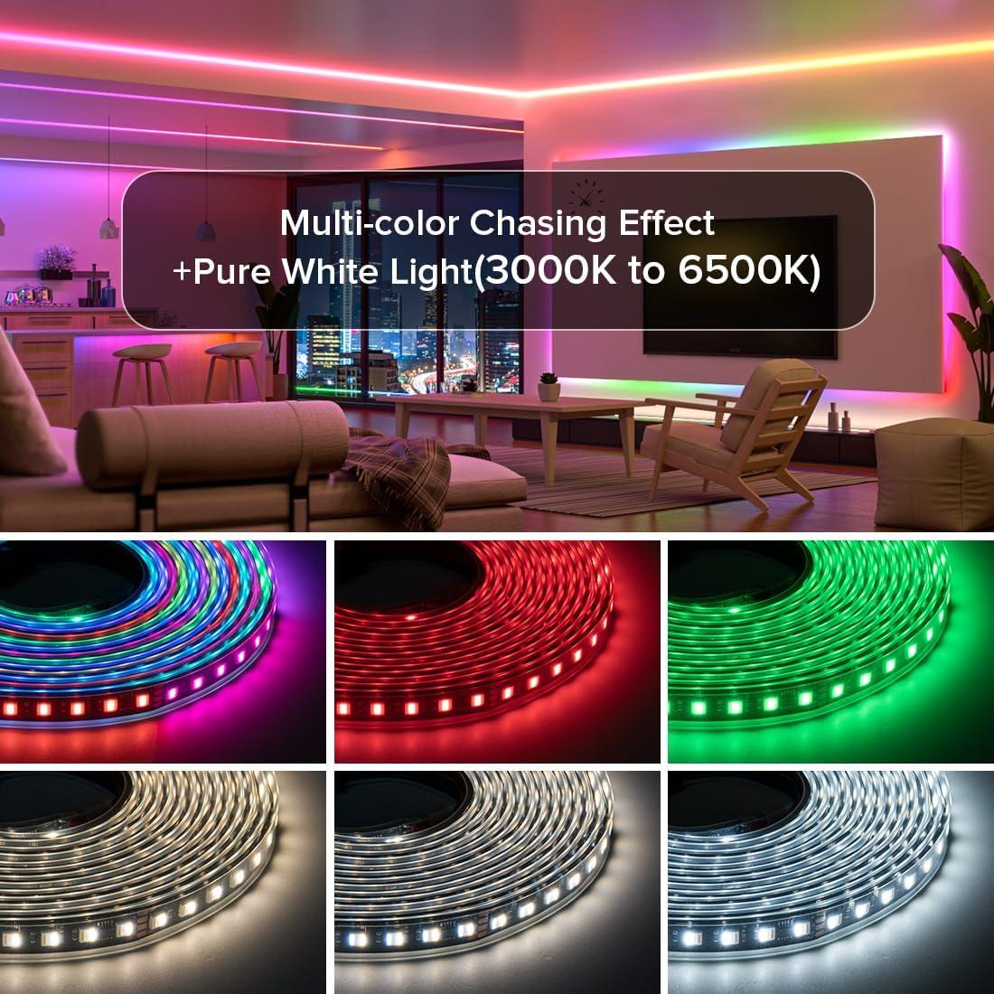 Btf-lighting WS2805 RGBCCT Striscia LED 5m - immagine 5