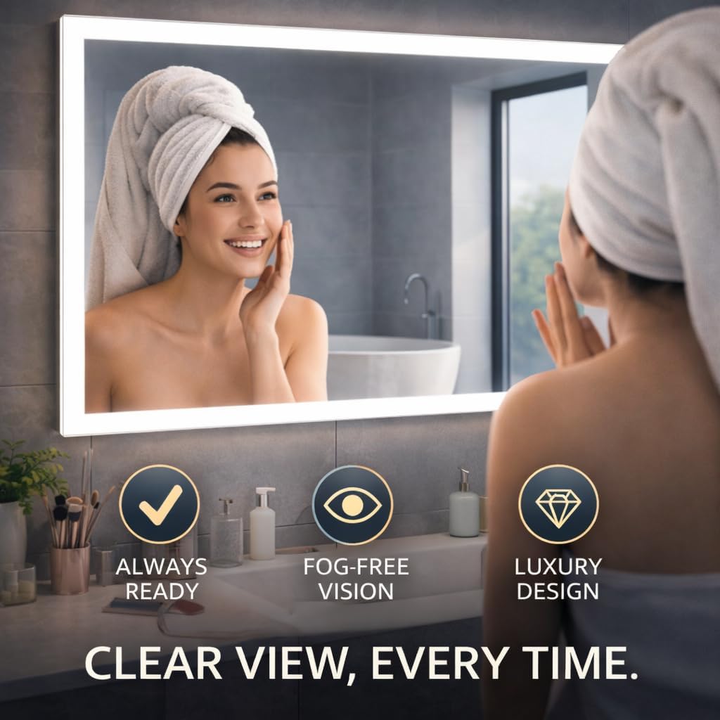 Specchio da Bagno con Luce LED 80x60cm - immagine 2