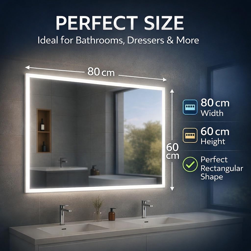 Specchio da Bagno con Luce LED 80x60cm - immagine 3