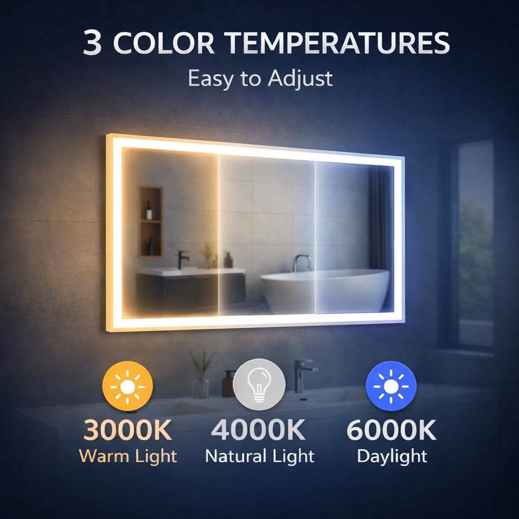 Specchio da Bagno con Luce LED 80x60cm - immagine 4