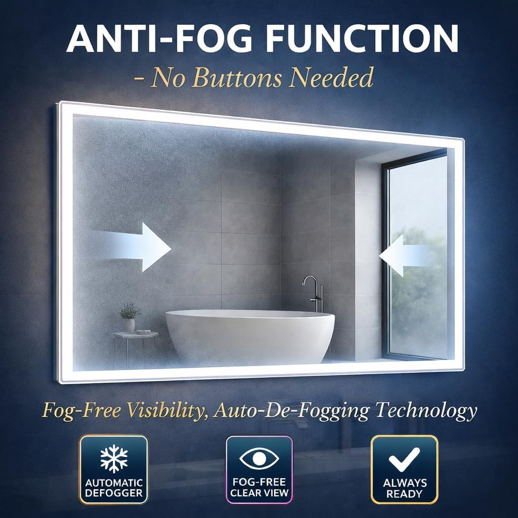 Specchio da Bagno con Luce LED 80x60cm - immagine 6