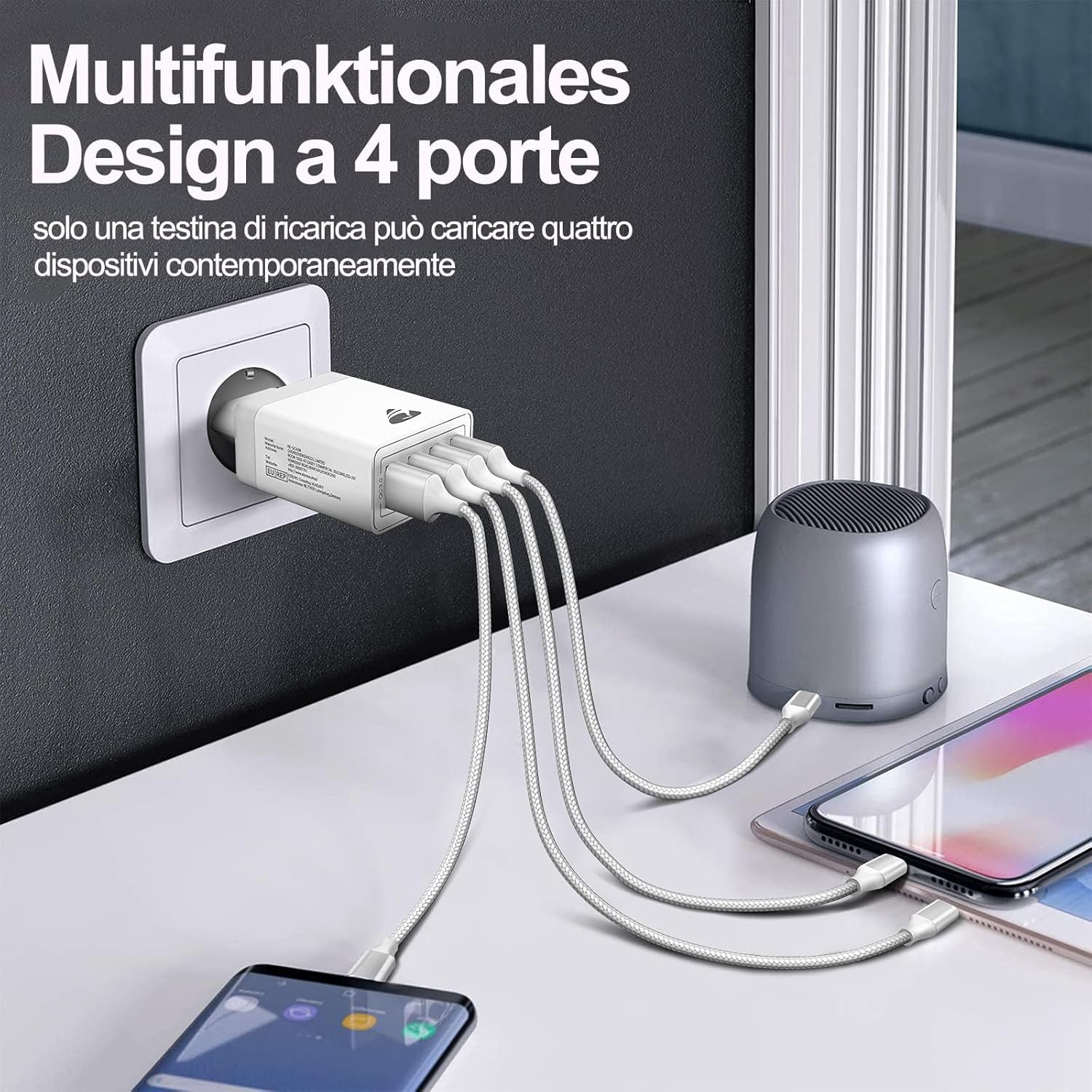 Caricatore USB da Muro 33W QC 3.0 4 Porte - immagine 3