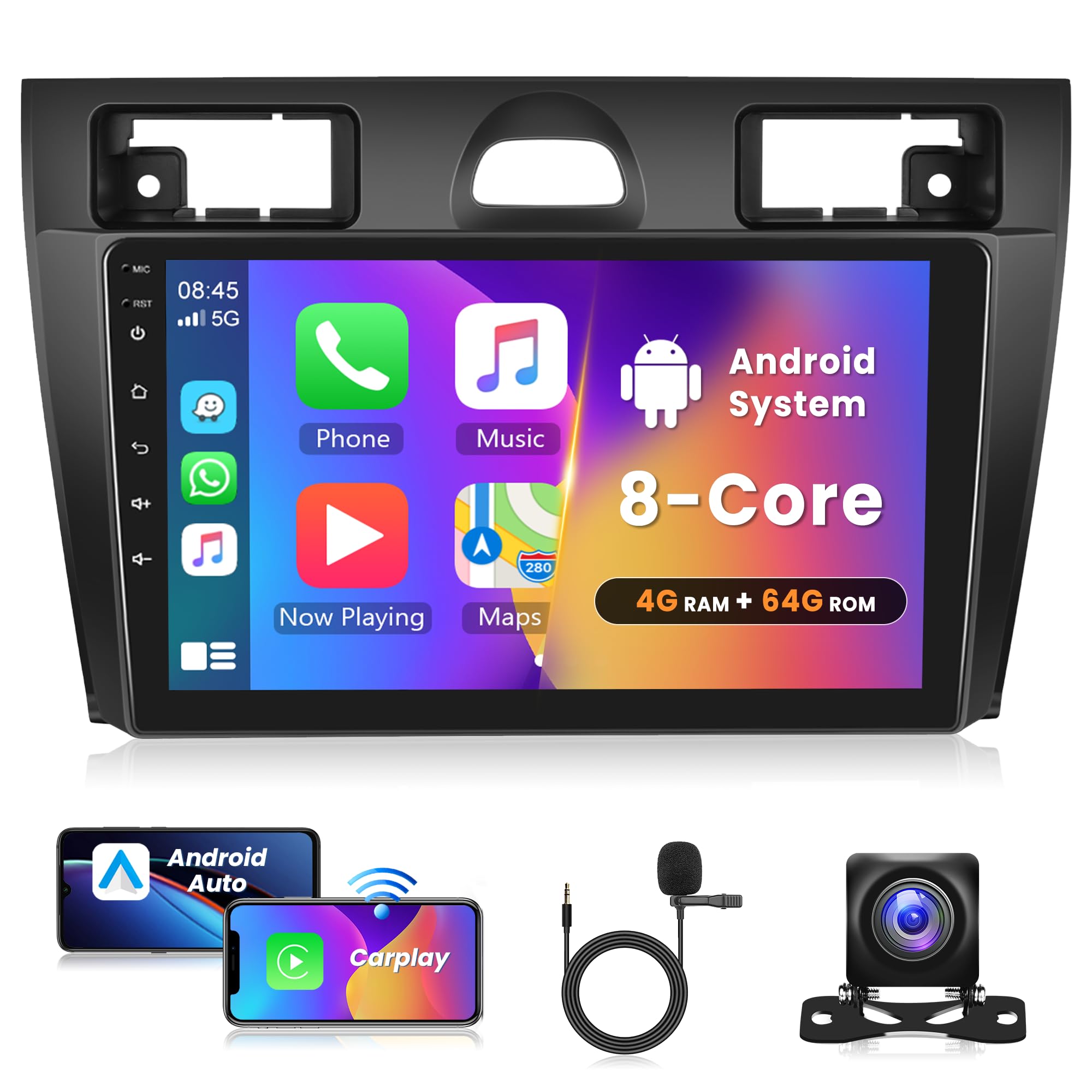 Android 13 Autoradio 2 Din 9" per Ford Fiesta Mk5 (2002-2008)