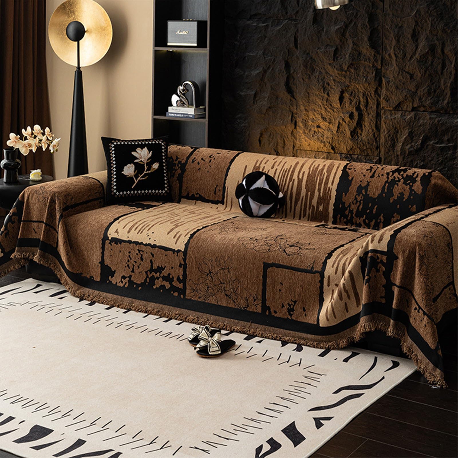 Copridivano Multifunzionale in Ciniglia Stile Classico Cinese