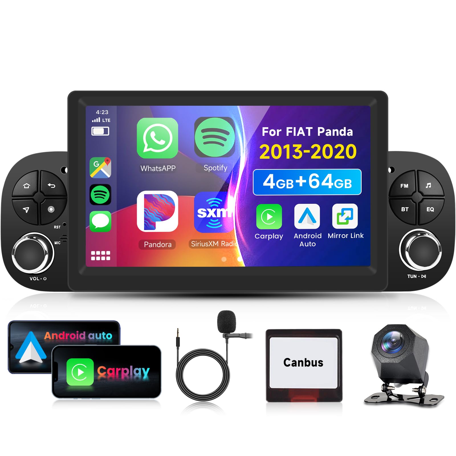 Vechtel Autoradio Bluetooth 7" per FIAT Panda (2013-2020)