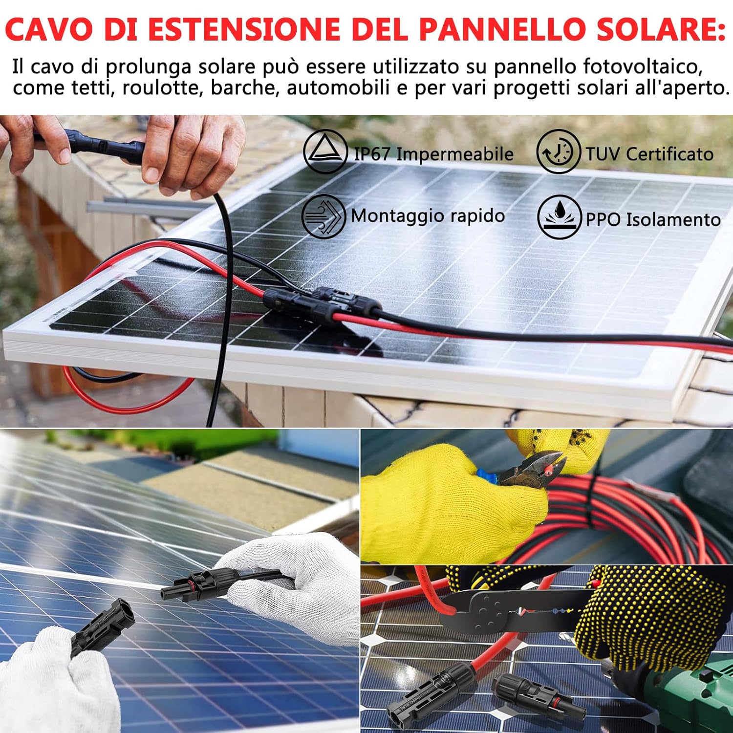 Oududianzi Cavo Solare Fotovoltaico 4mm² 2x30m - immagine 6