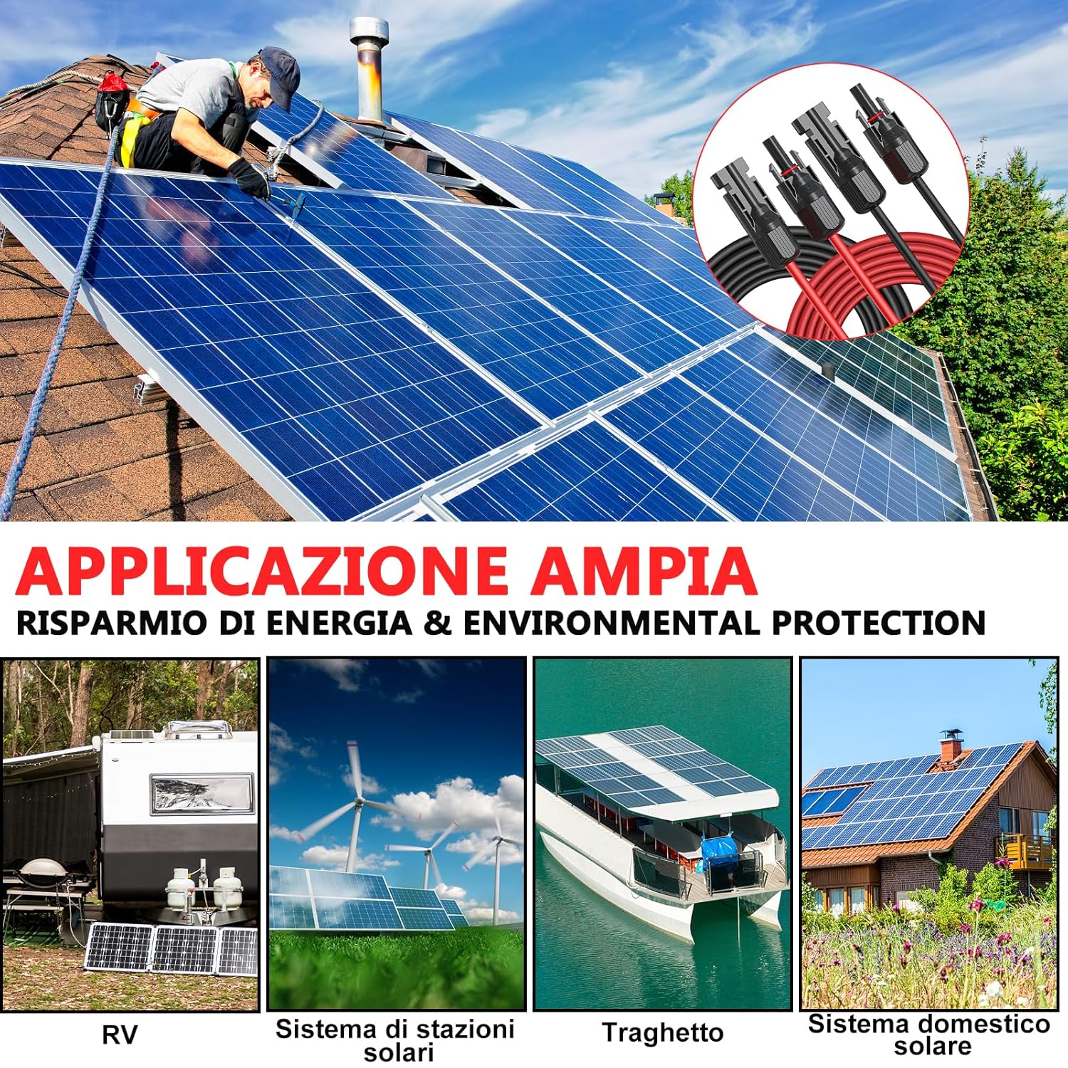 Oududianzi Cavo Solare Fotovoltaico 4mm² 2x30m - immagine 7