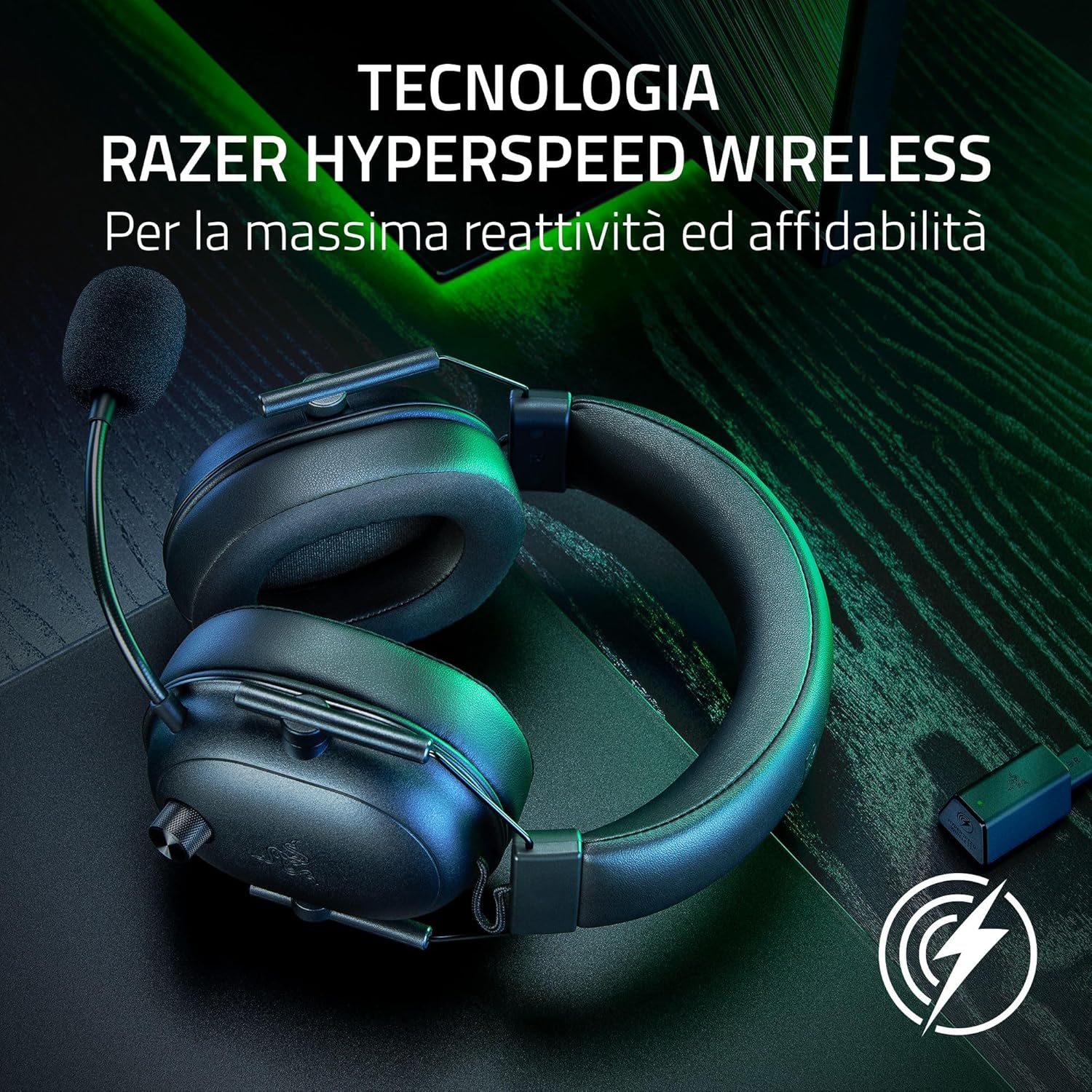 Razer BlackShark V2 HyperSpeed - Cuffie Wireless per PC, Nero - immagine 4