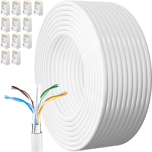 Meipek Cavo Ethernet Cat 6 FTP 60 Metri Bianco