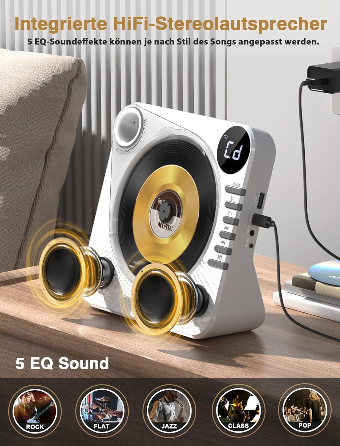 Greadio Lettore CD Portatile con Bluetooth 5.1 - immagine 6