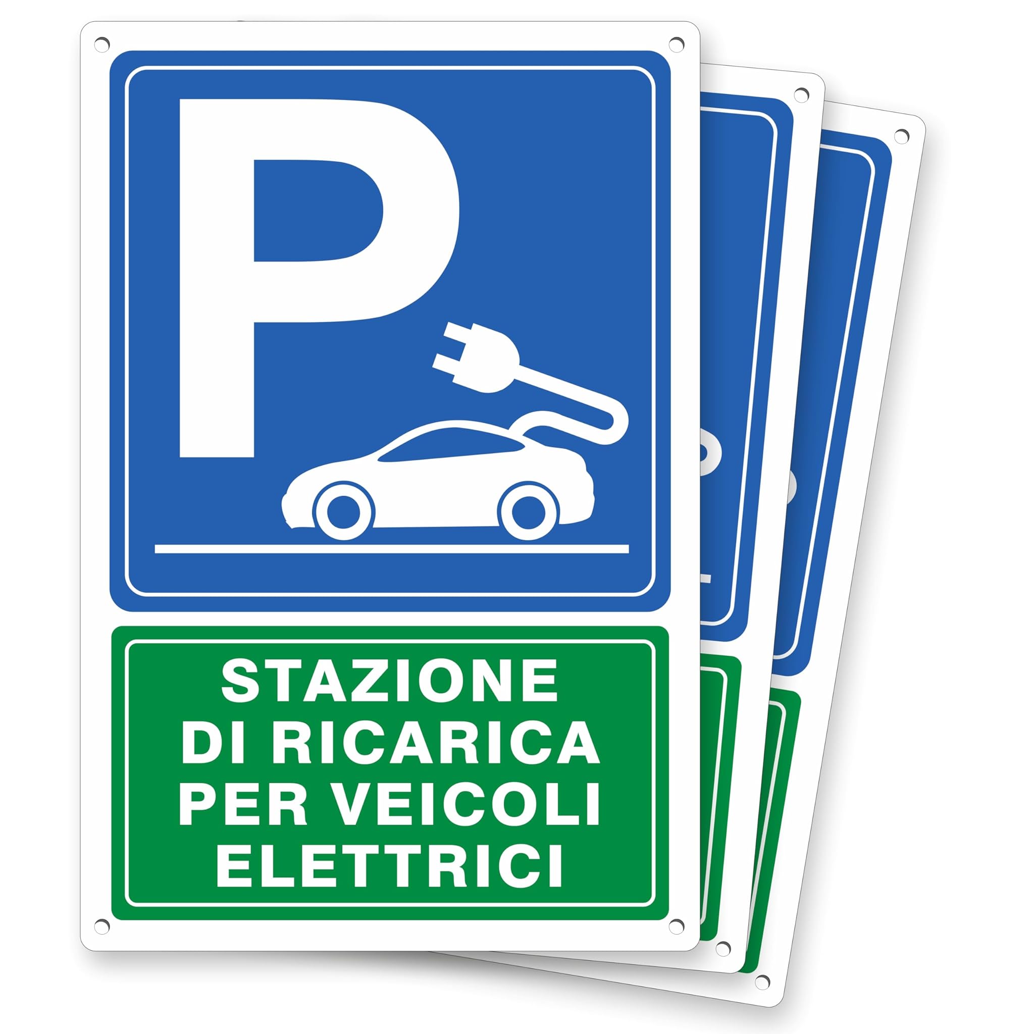 Pubblimania 3 Cartelli Parcheggio Ricarica Auto Elettriche