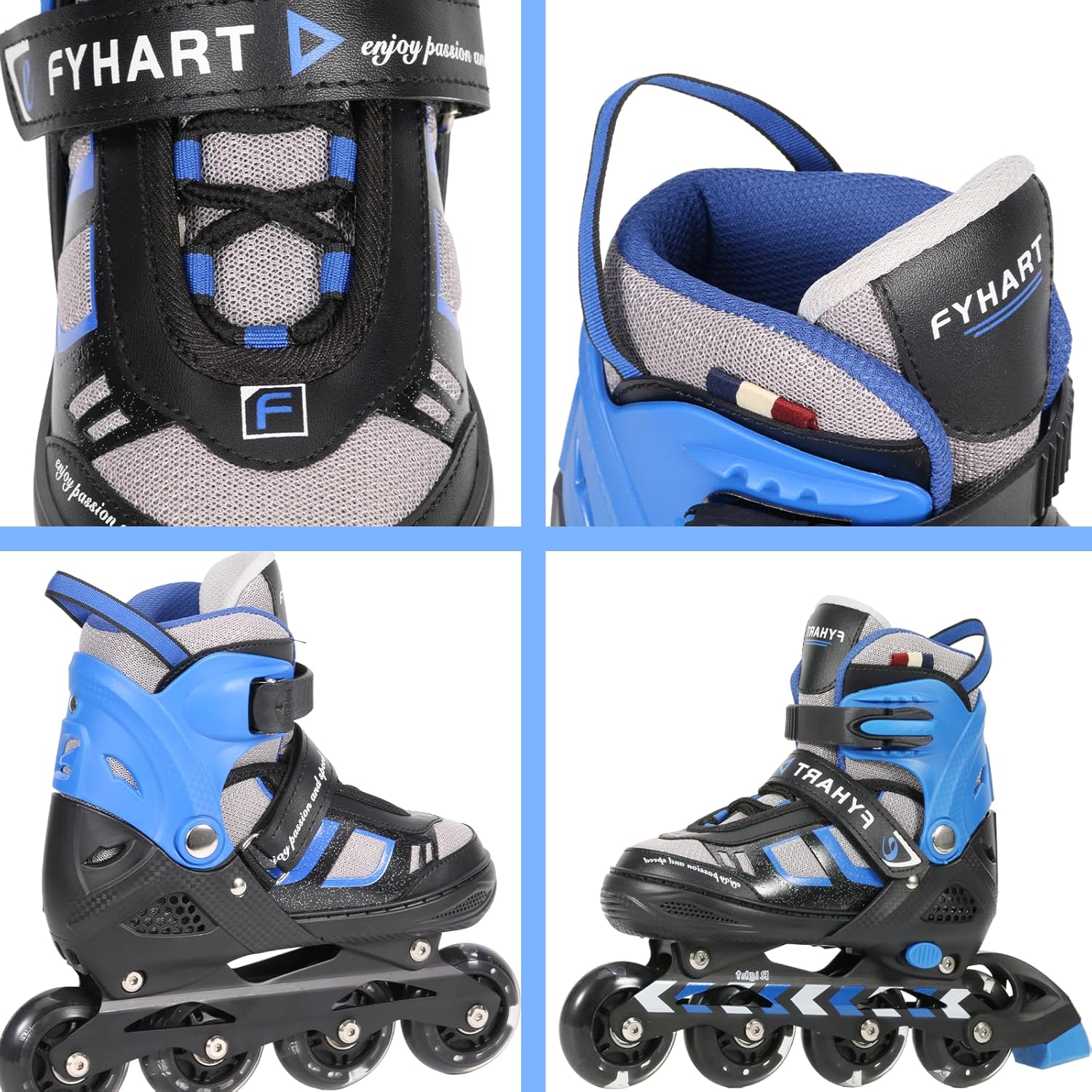 Pattini in Linea Regolabili per Bambini, Blu - immagine 6