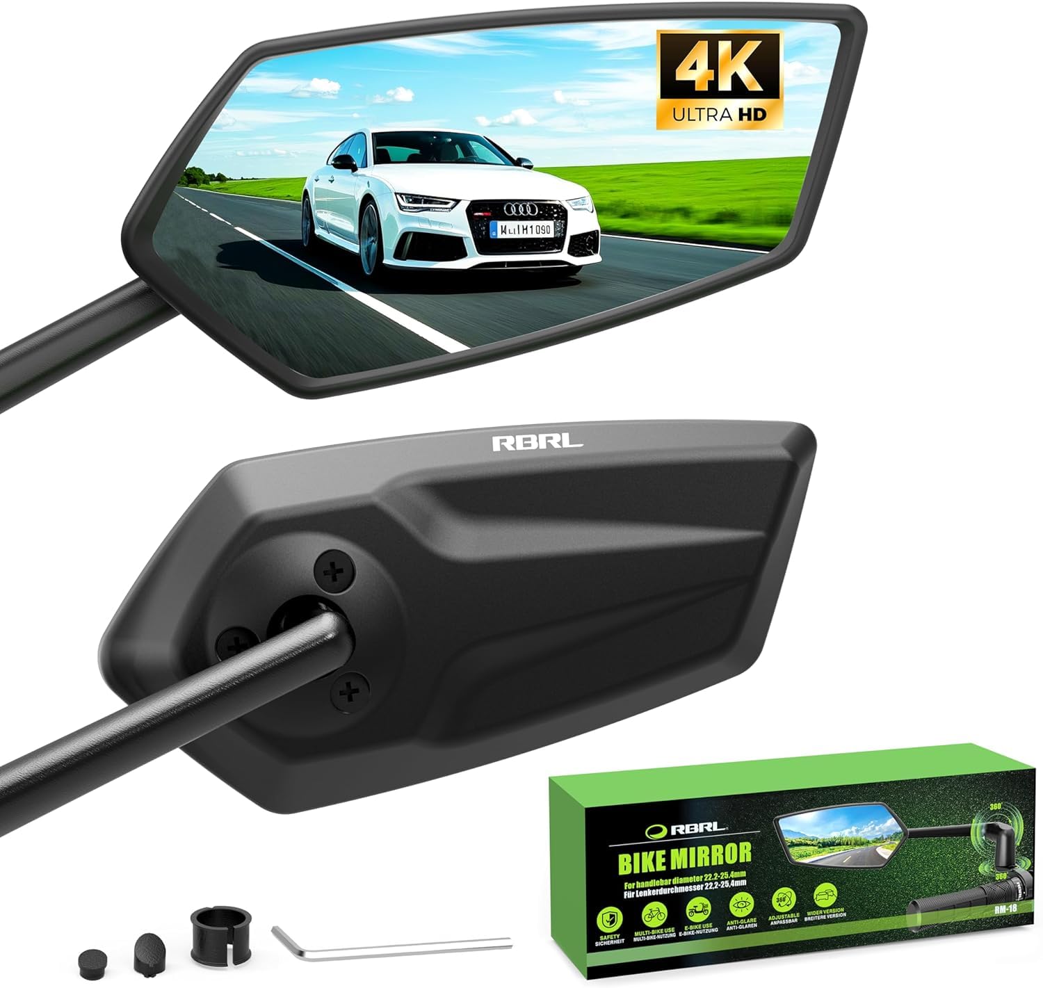 Rbrl Specchio per Bicicletta 3D Regolabile (Coppia)