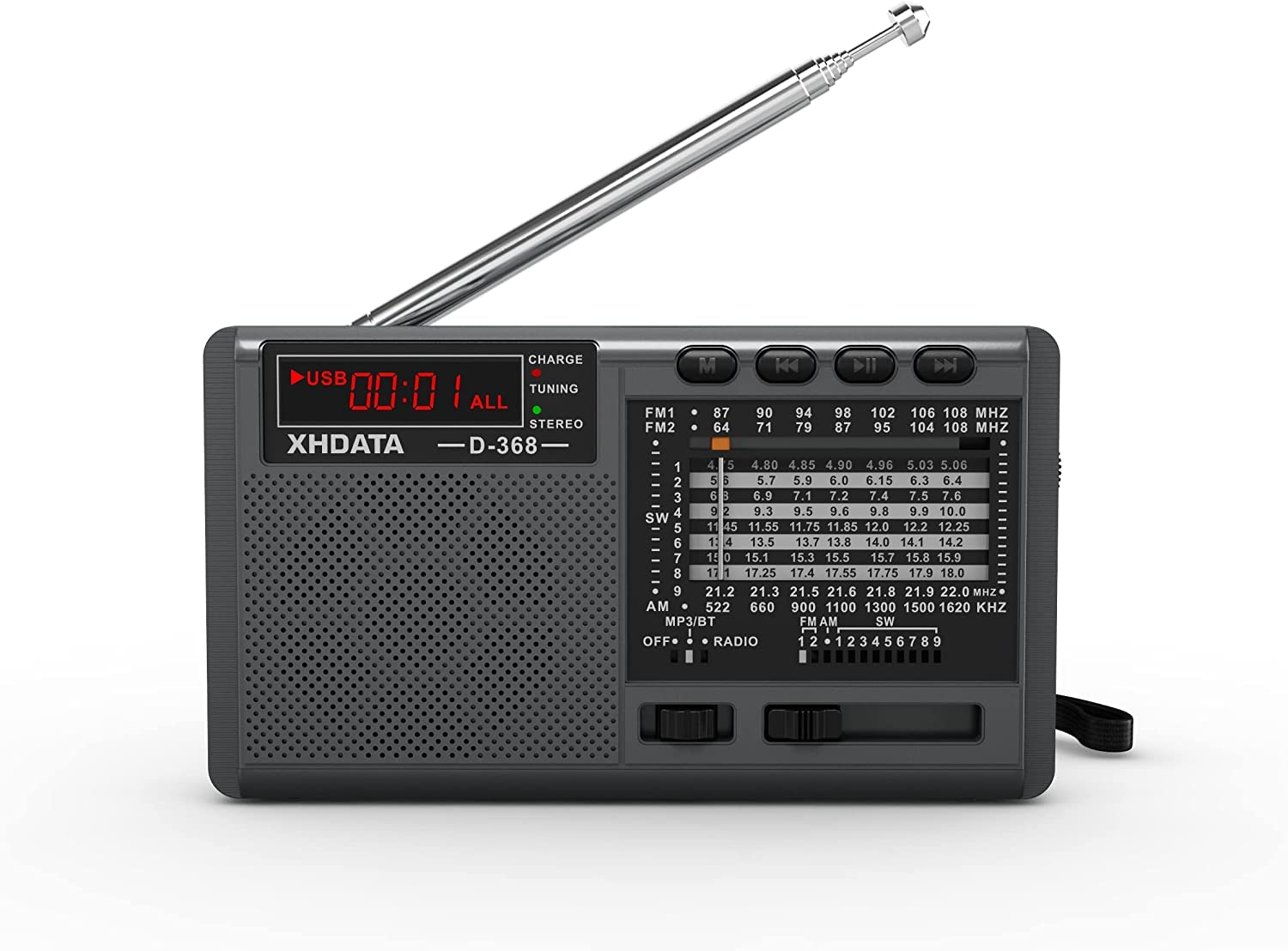 XHDATA D368 Mini Radio Portatile Ricaricabile
