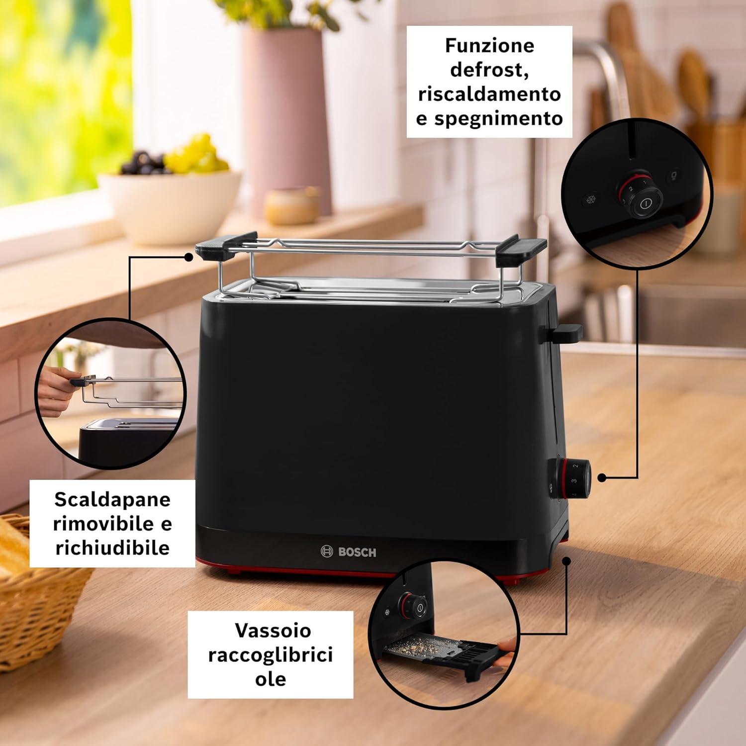 Bosch TAT3M123 MyMoment Tostapane Compatto, Nero - immagine 4