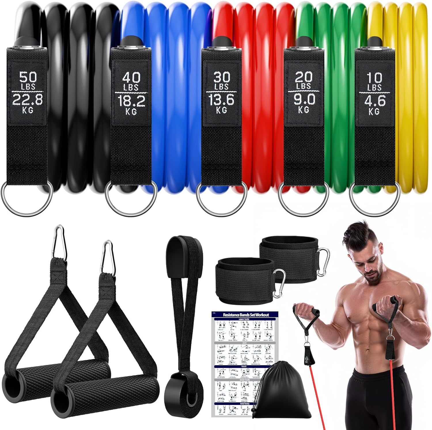 Fokky Elastici Fitness - Set 5 Livelli di Resistenza - immagine 1