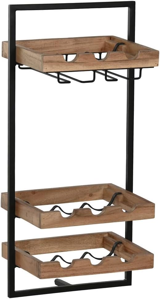 BOTELLERO ACACIA METAL 35X25X75 NATURAL