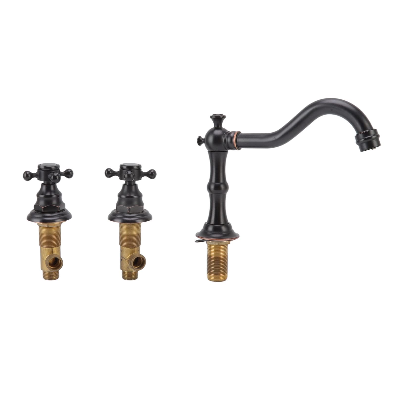 Garosa Rubinetto Lavabo 3 Fori in Ottone Antico Nero