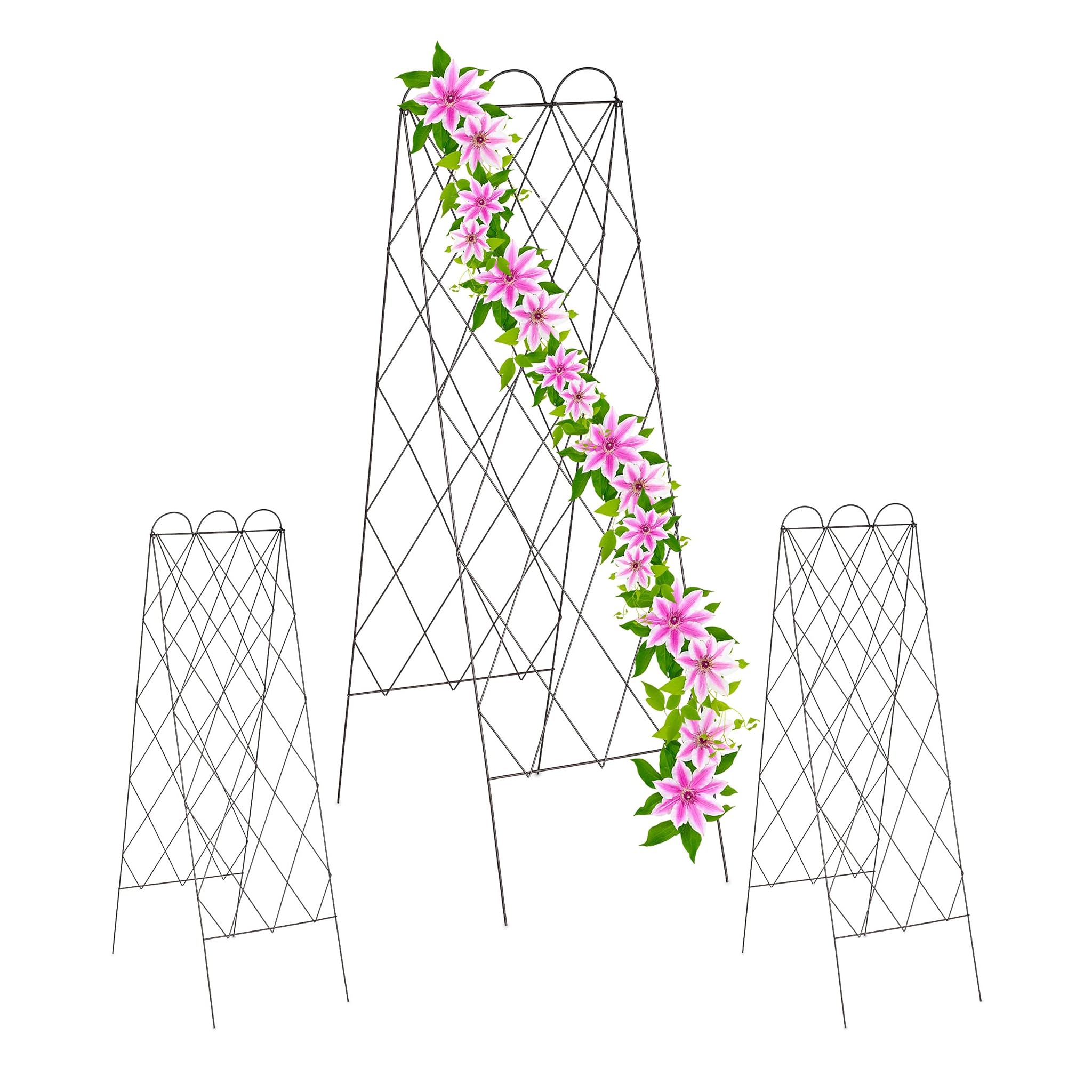 Relaxdays Grigliato per Rampicanti 152cm, Rosso Marrone