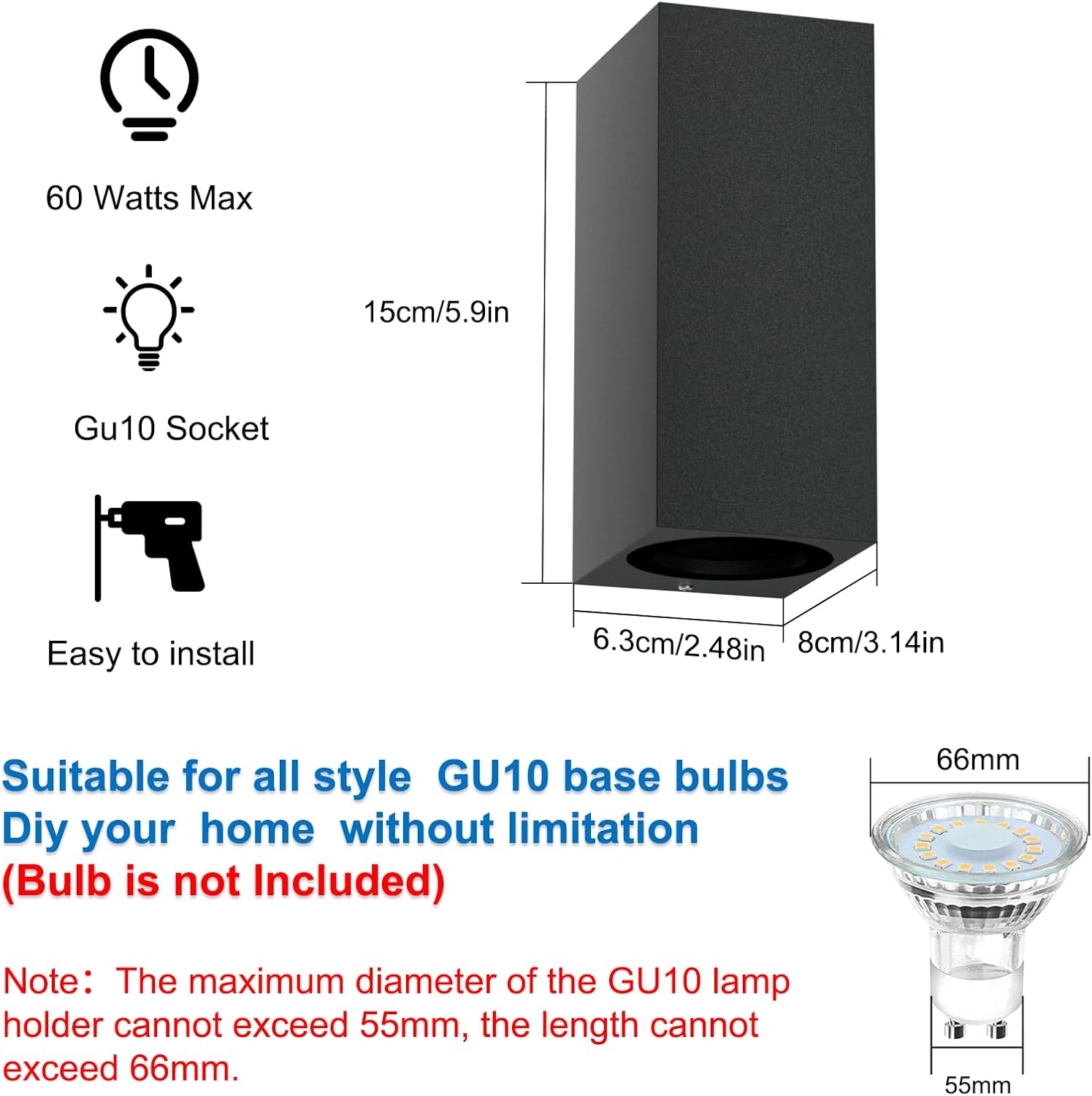 Klighten 2 Pezzi Applique da Parete Esterno Interno IP65 - immagine 3