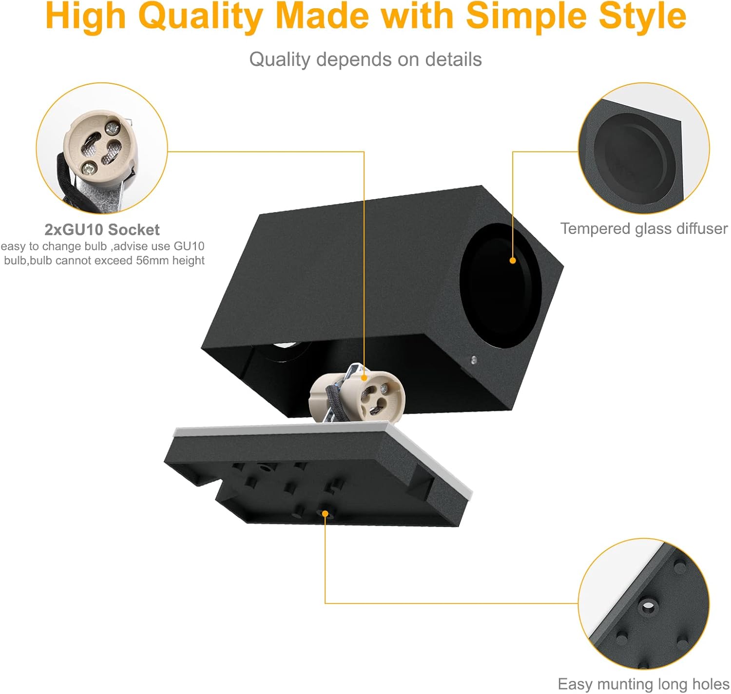 Klighten 2 Pezzi Applique da Parete Esterno Interno IP65 - immagine 5