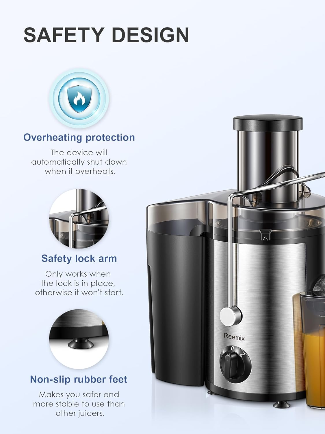 Reemix Centrifuga Frutta e Verdura 500W, Black - immagine 7