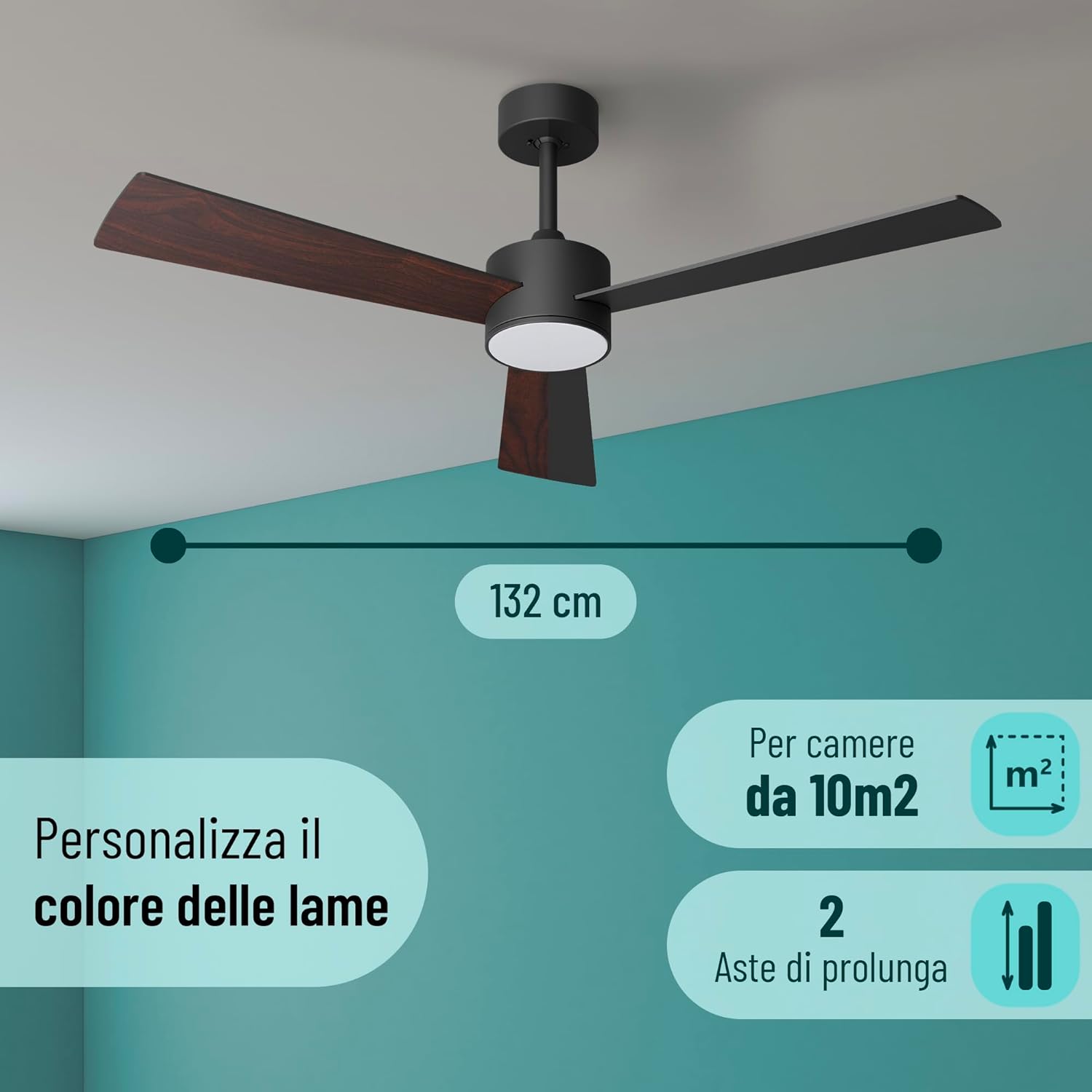 Noaton Ventilatore da Soffitto con Luce LED Ø132cm - immagine 2