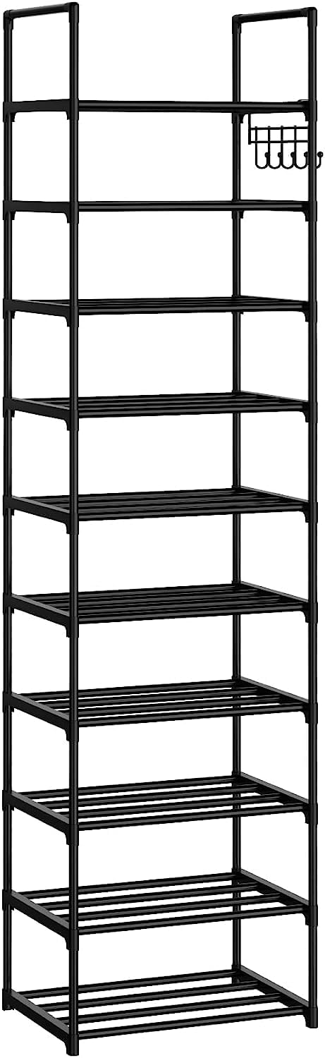 Scarpiera a 10 Ripiani Slim in Metallo - Nera