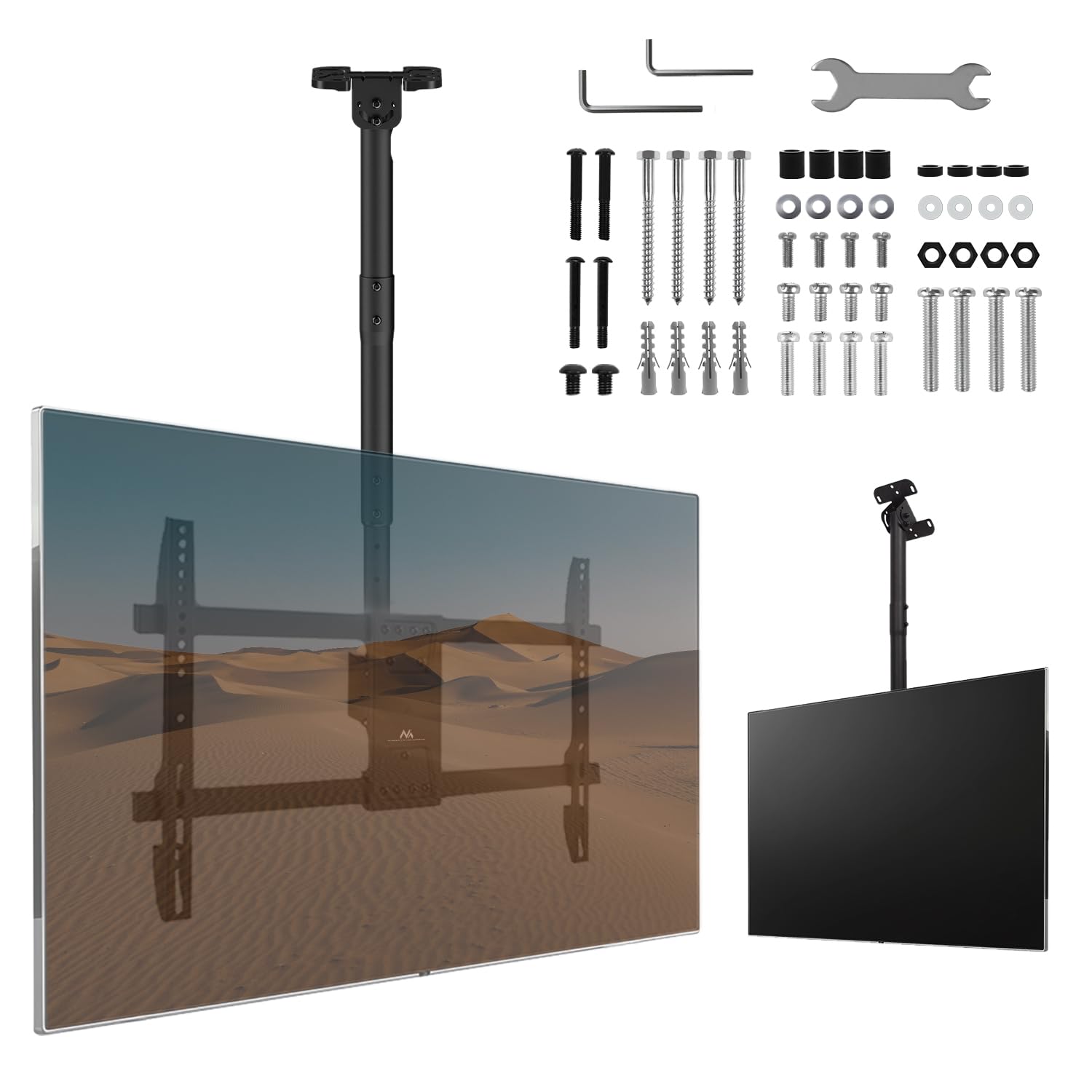 Maclean Supporto a Soffitto TV 43-86″, Nero