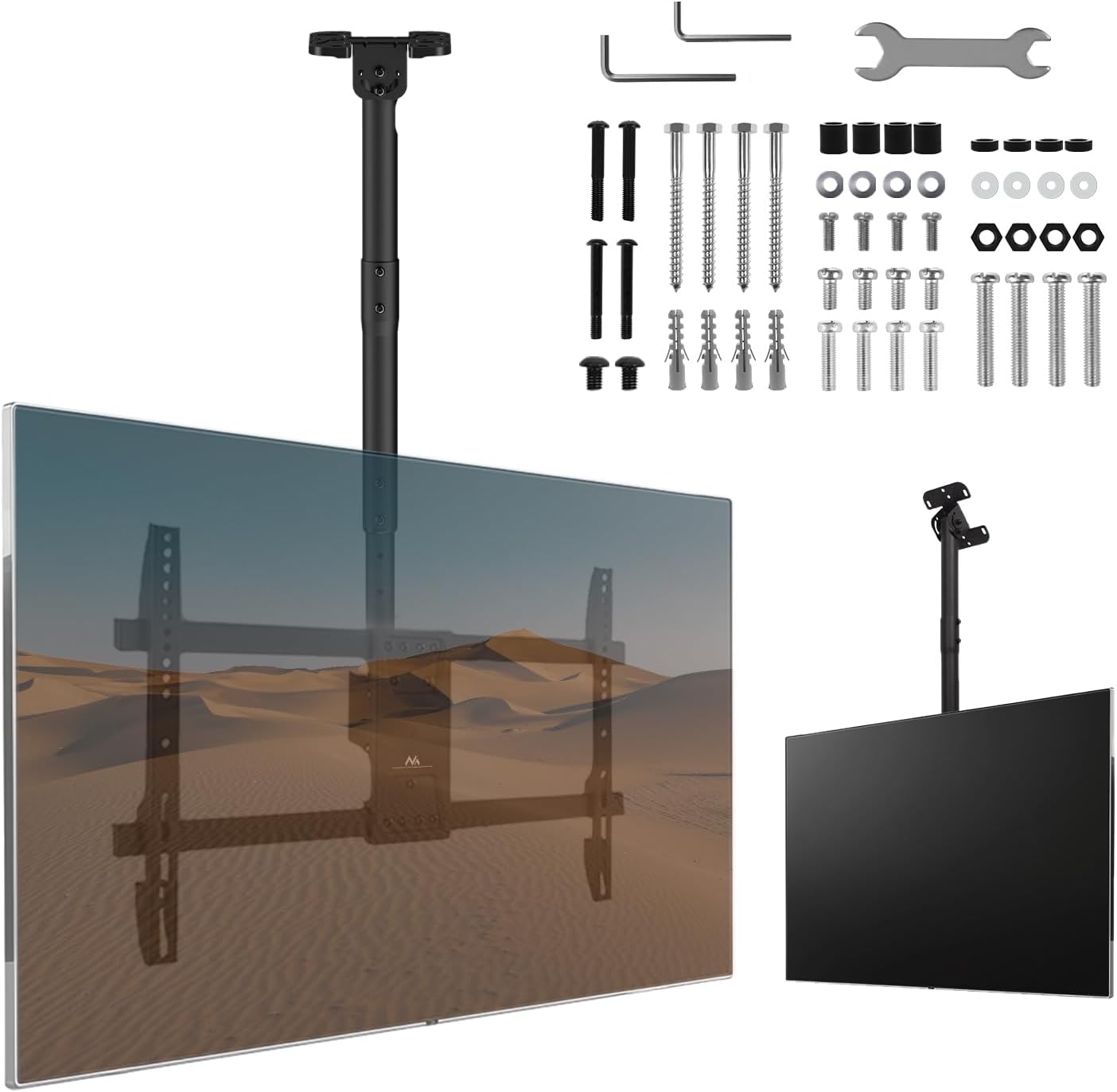 Maclean Supporto a Soffitto TV 43-86″, Nero - immagine 1