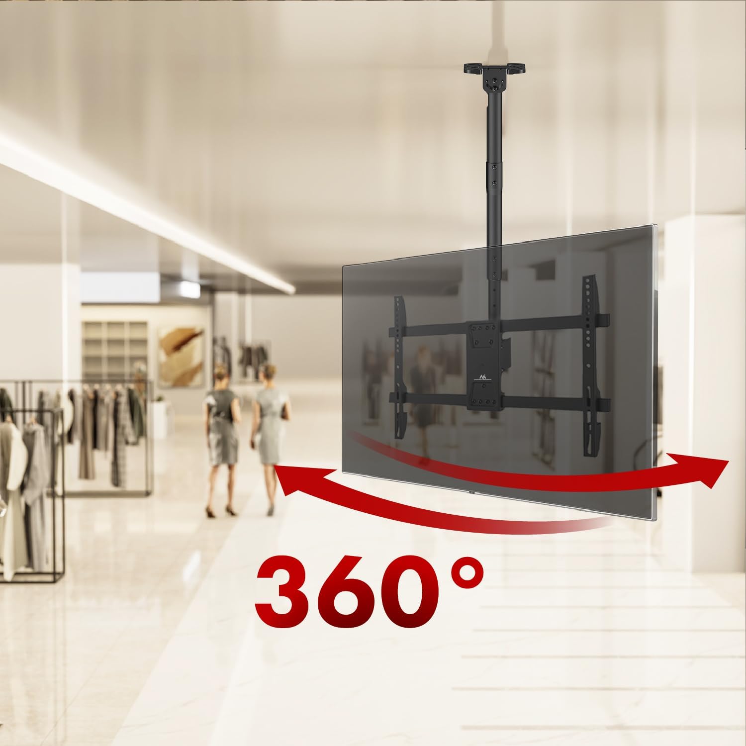 Maclean Supporto a Soffitto TV 43-86″, Nero - immagine 3