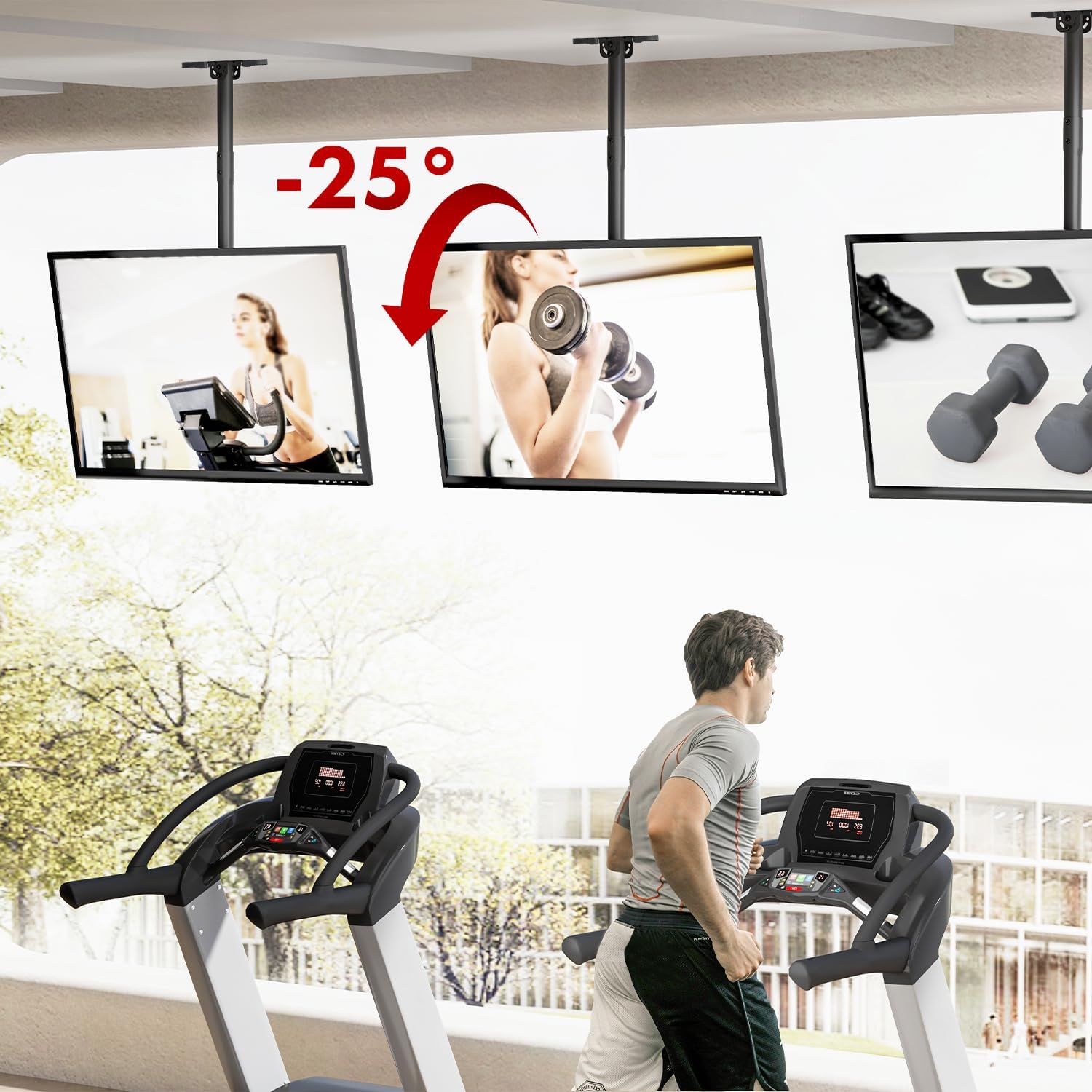 Maclean Supporto a Soffitto TV 43-86″, Nero - immagine 4