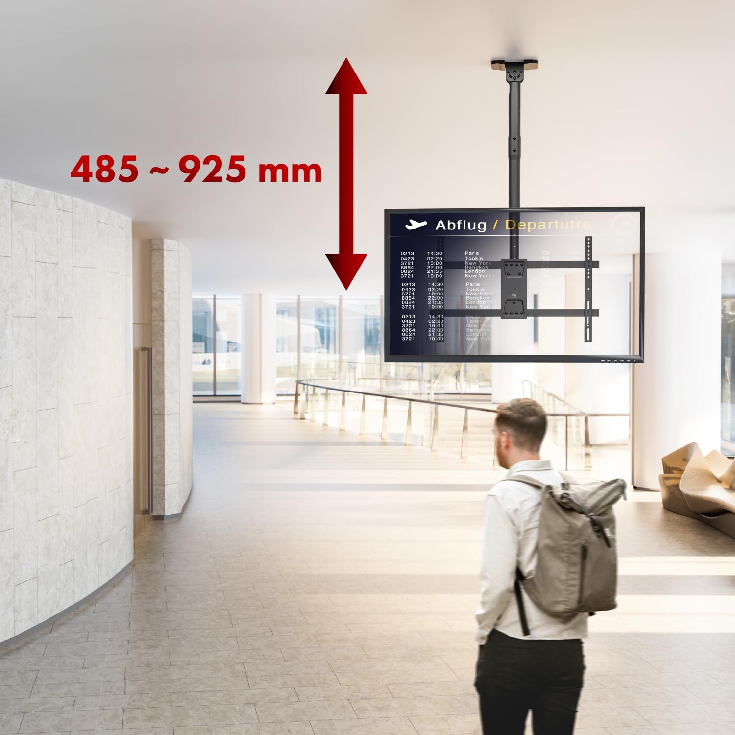 Maclean Supporto a Soffitto TV 43-86″, Nero - immagine 5