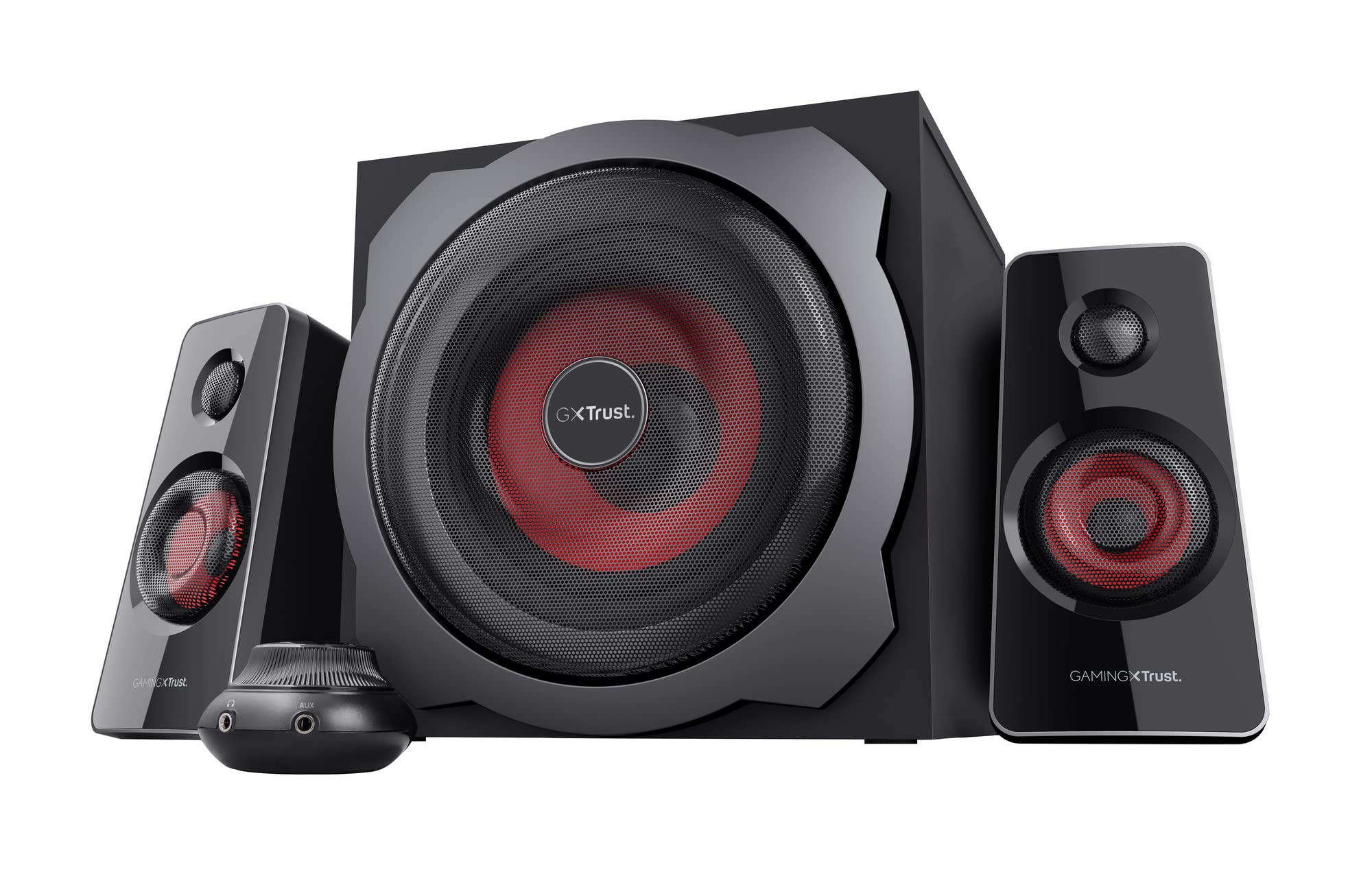 Trust Tytan Set Altoparlanti 2.1 con Subwoofer, Nero/Rosso