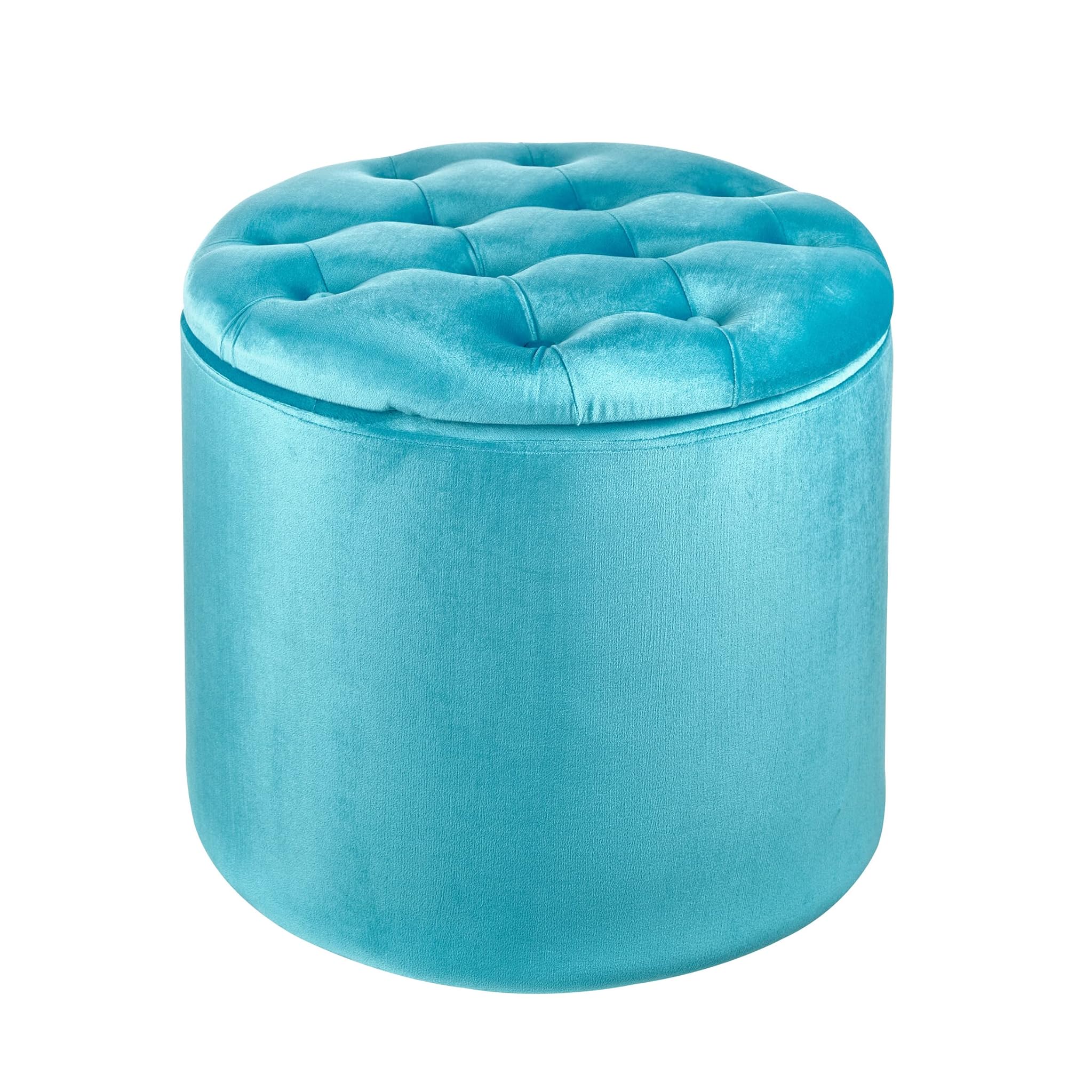 Baroni Home Pouf Contenitore Poggiapiedi Turchese
