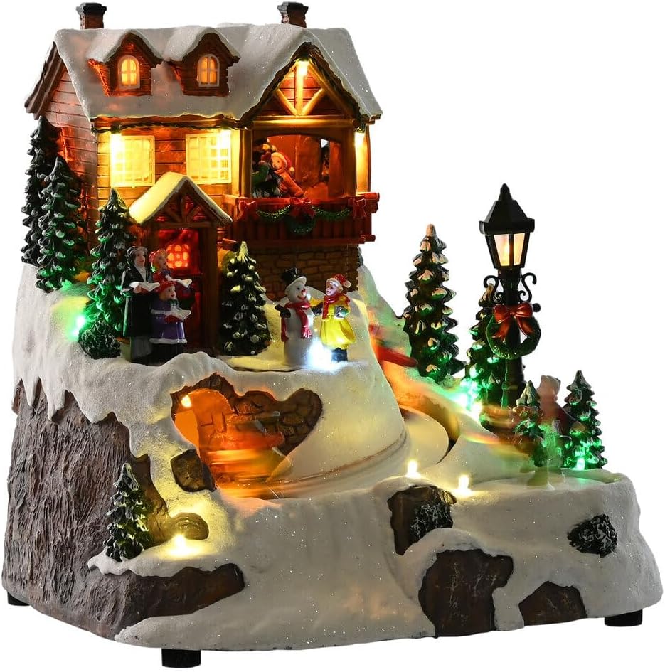 CIUDAD LED RESINA 24X23,5X25 MOVIMIENTO MUSICAL