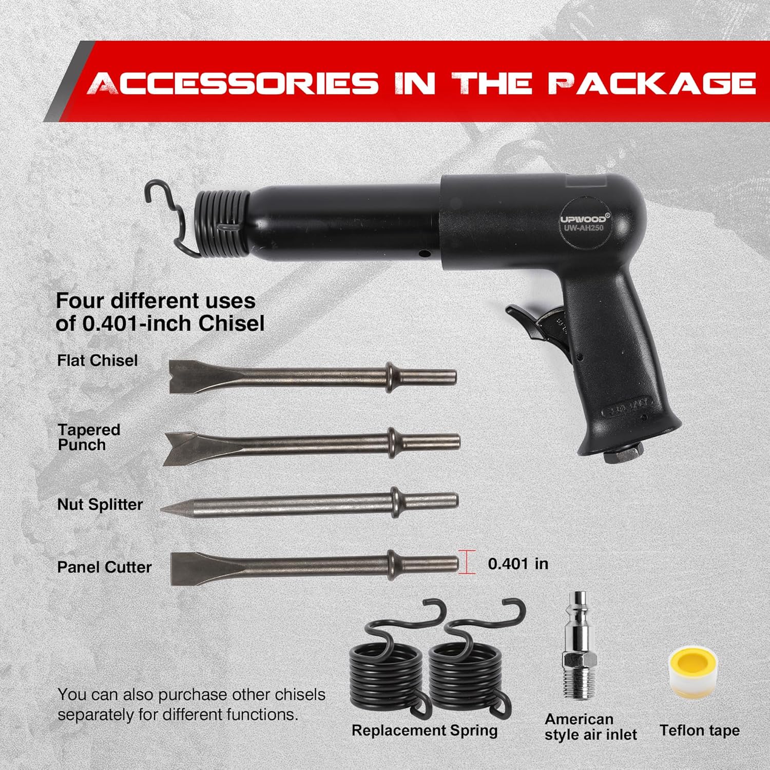 Kit Martello Pneumatico UW-AH250 Canna Lunga - immagine 4