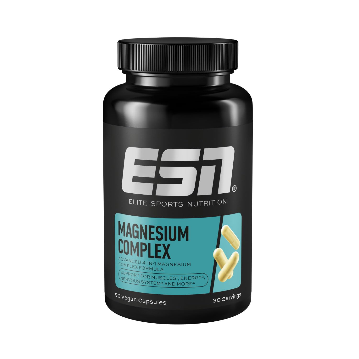 ESN Magnesium Complex, 90 capsule, 323 mg di magnesio per dose giornaliera, formula complessa 4 in 1 - Prodotto in Germania