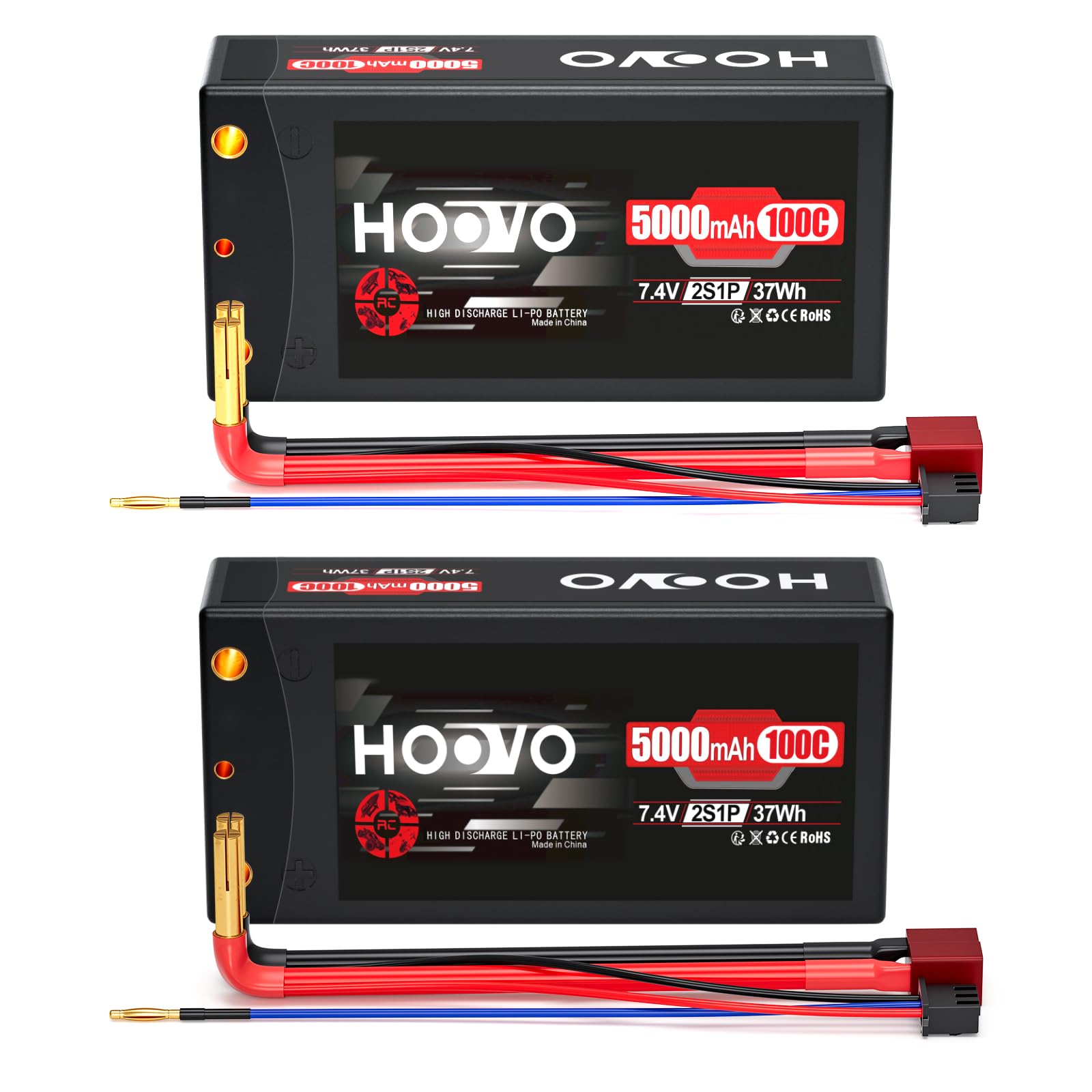 Hoovo Batteria RC 7,4V 5000mAh 100C 2S Lipo HardCase