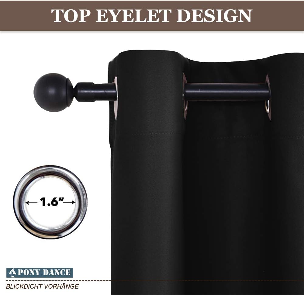 Pony Dance Tende Oscuranti con Occhielli 200x210cm, Nero - immagine 4