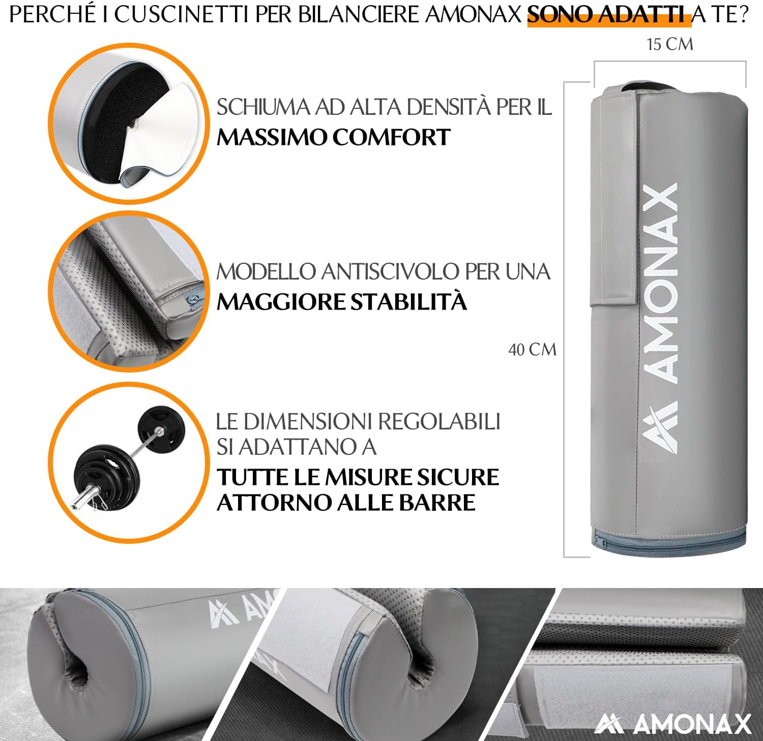 Amonax Hip Thrust Cuscino per Bilanciere Extra Spesso - immagine 3