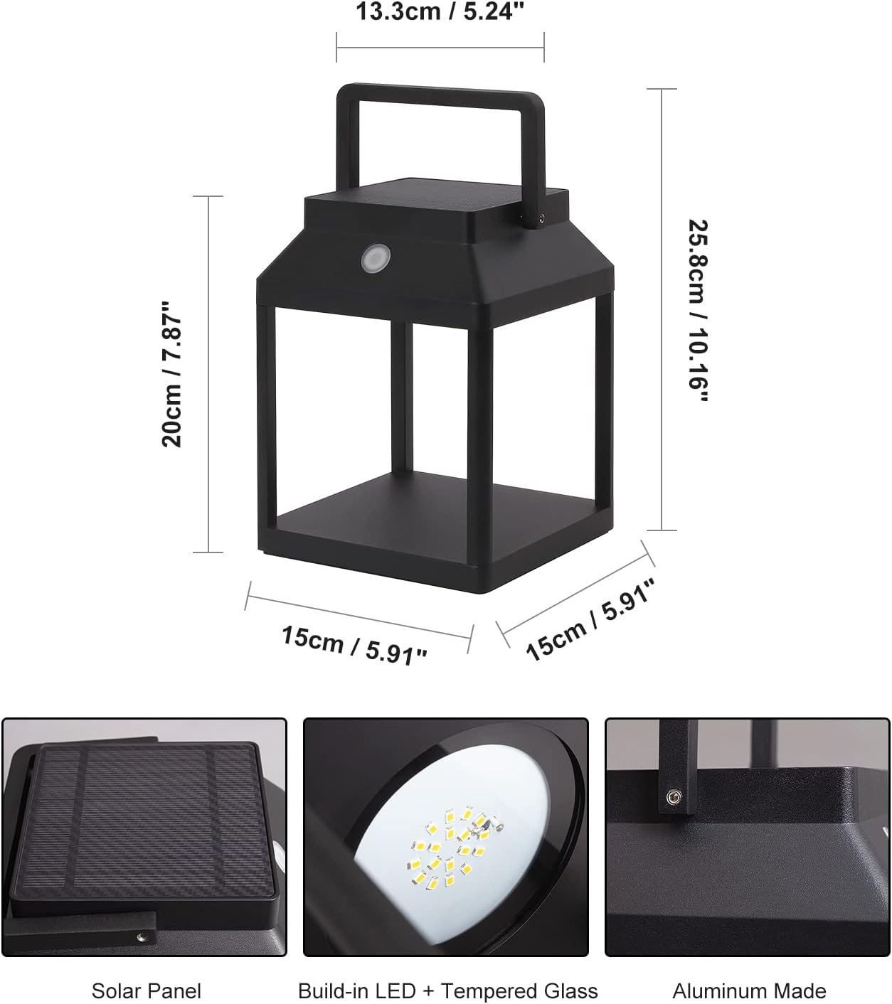 Dawalight Lanterna da Tavolo Ricaricabile Solare, Nera - immagine 3
