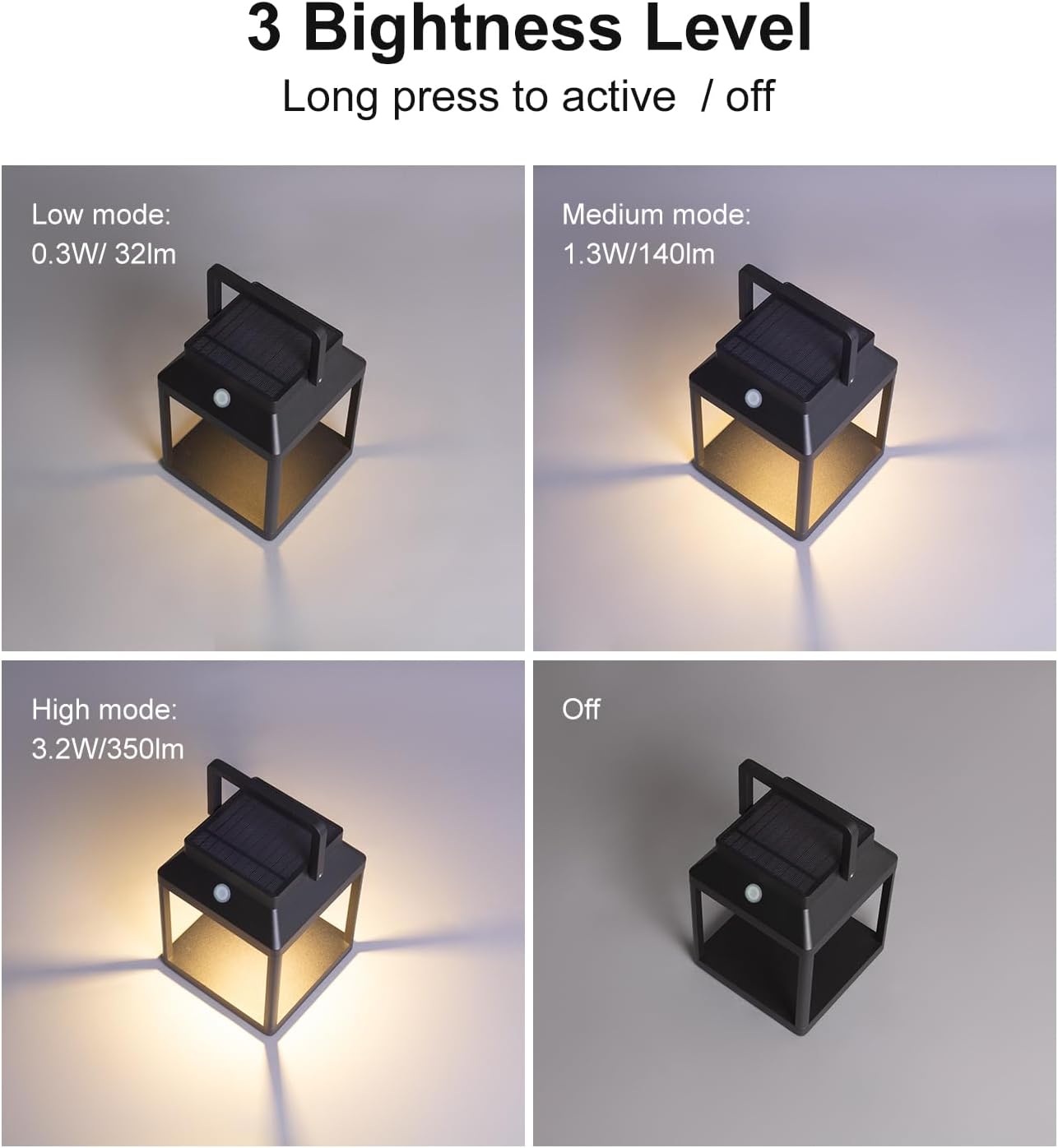 Dawalight Lanterna da Tavolo Ricaricabile Solare, Nera - immagine 4
