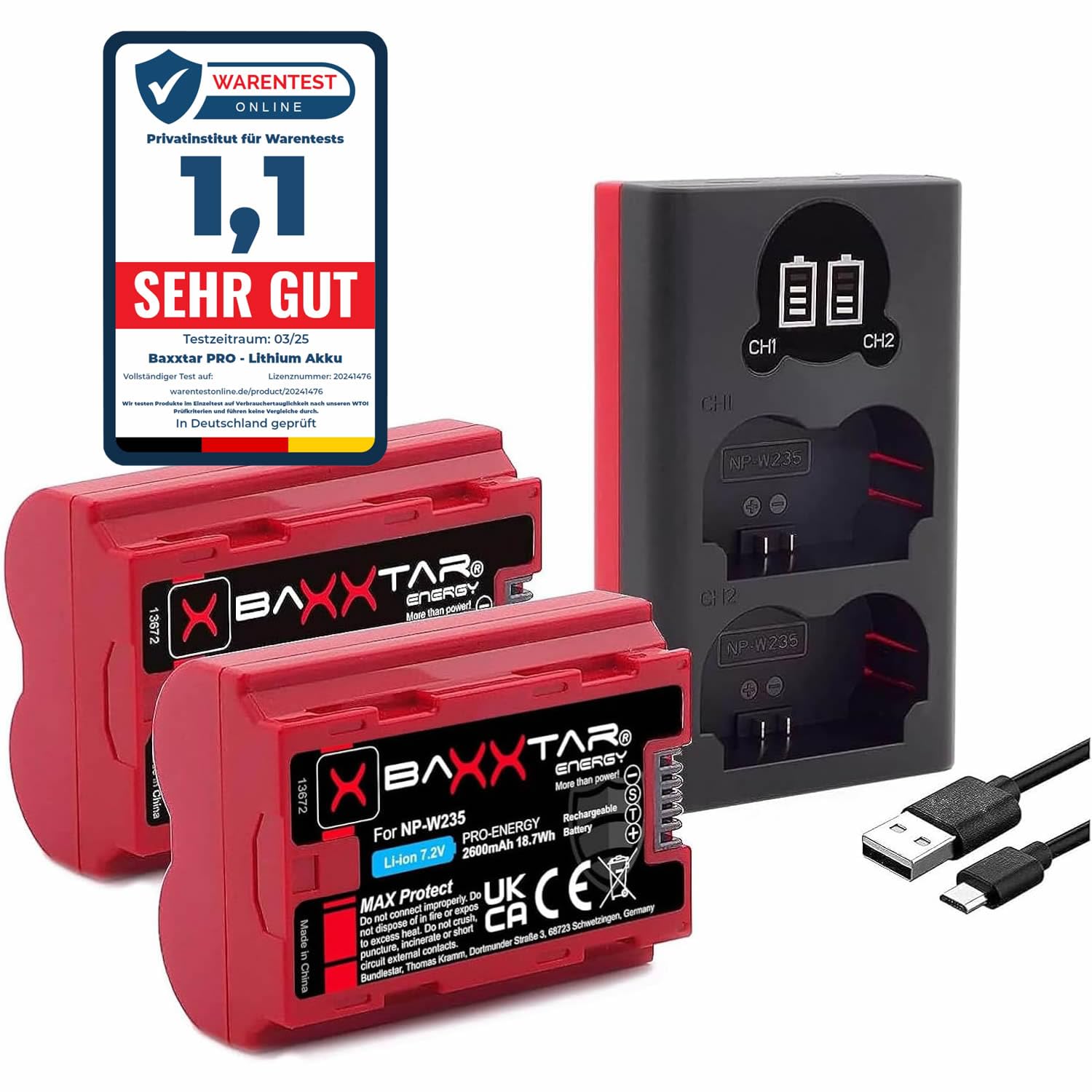 Baxxtar NP-W235 Batteria MaxProtect (2x 2600 mAh)